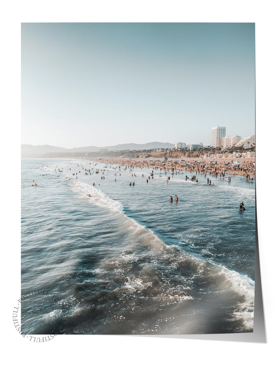 Sahilde Kalabalık Fotoğraf Çerçevesiz Poster