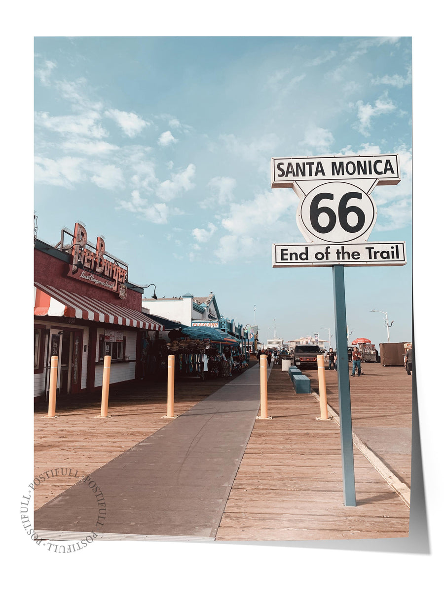 Farklı Tonlarda Santa Monica 66 End of the Trail Fotoğraf Çerçevesiz Poster