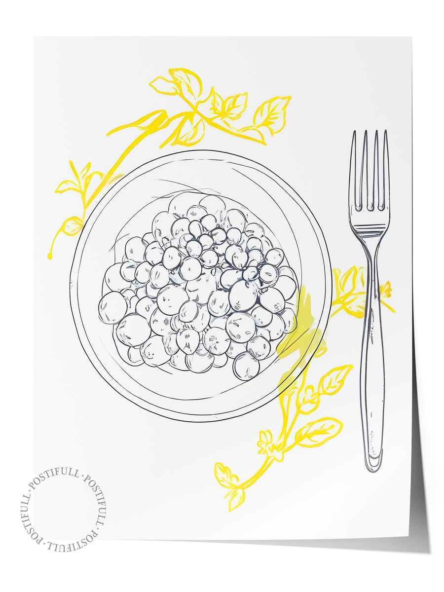 Çerçevesiz Poster, Yellow Flowers Around Plate, Comfort Serisi Mutfak Duvar Posteri, NO:109141