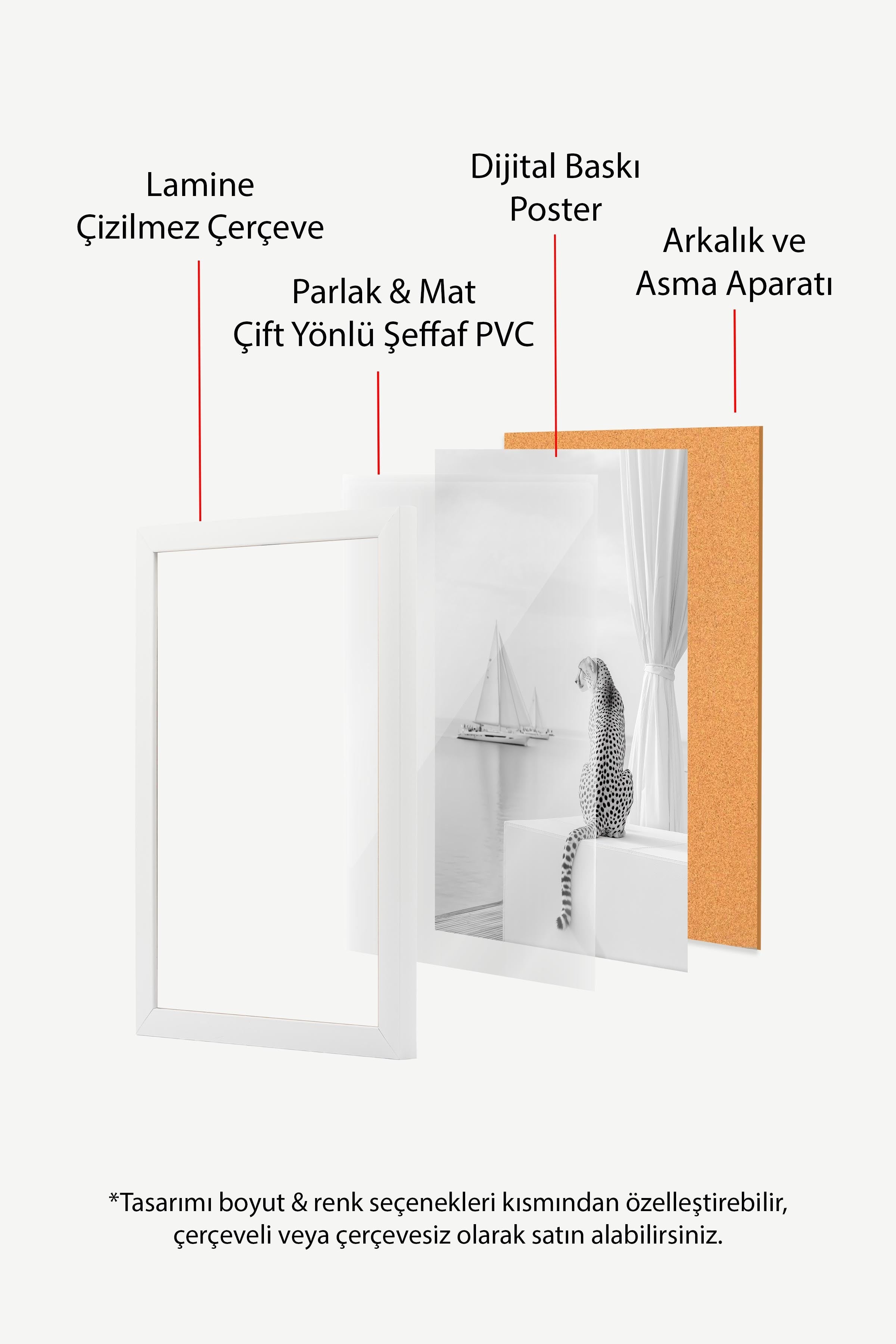 Çita ve Yelkenli Posteri, Beyaz Çerçeveli Poster, Old Money Serisi, NO:113249