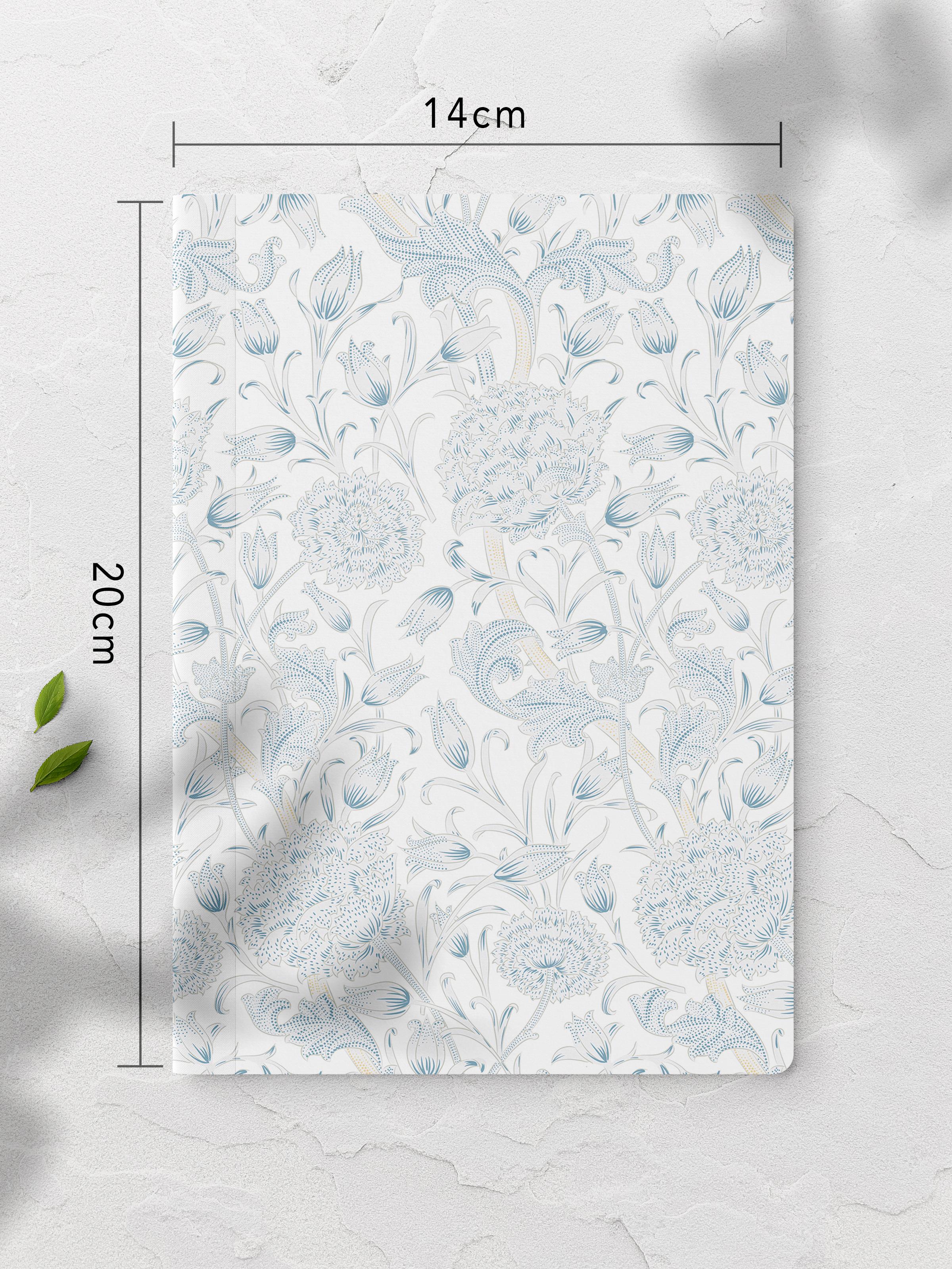 Çizgisiz Defter, Beyaz Çiçek Desenli Notebook, Not Defteri, Akıl ve Anı Defteri, 64 Sayfa, 14*21cm