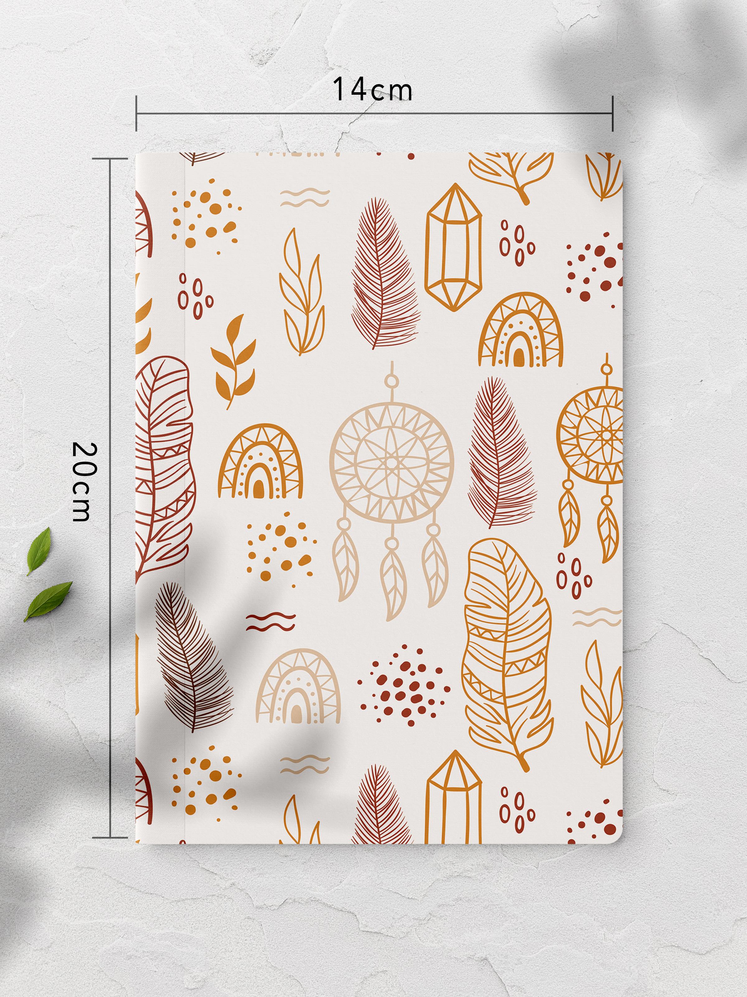 Çizgisiz Defter, Boho Desenli Notebook, Not Defteri, Akıl ve Anı Defteri, 64 Sayfa, 14*21cm