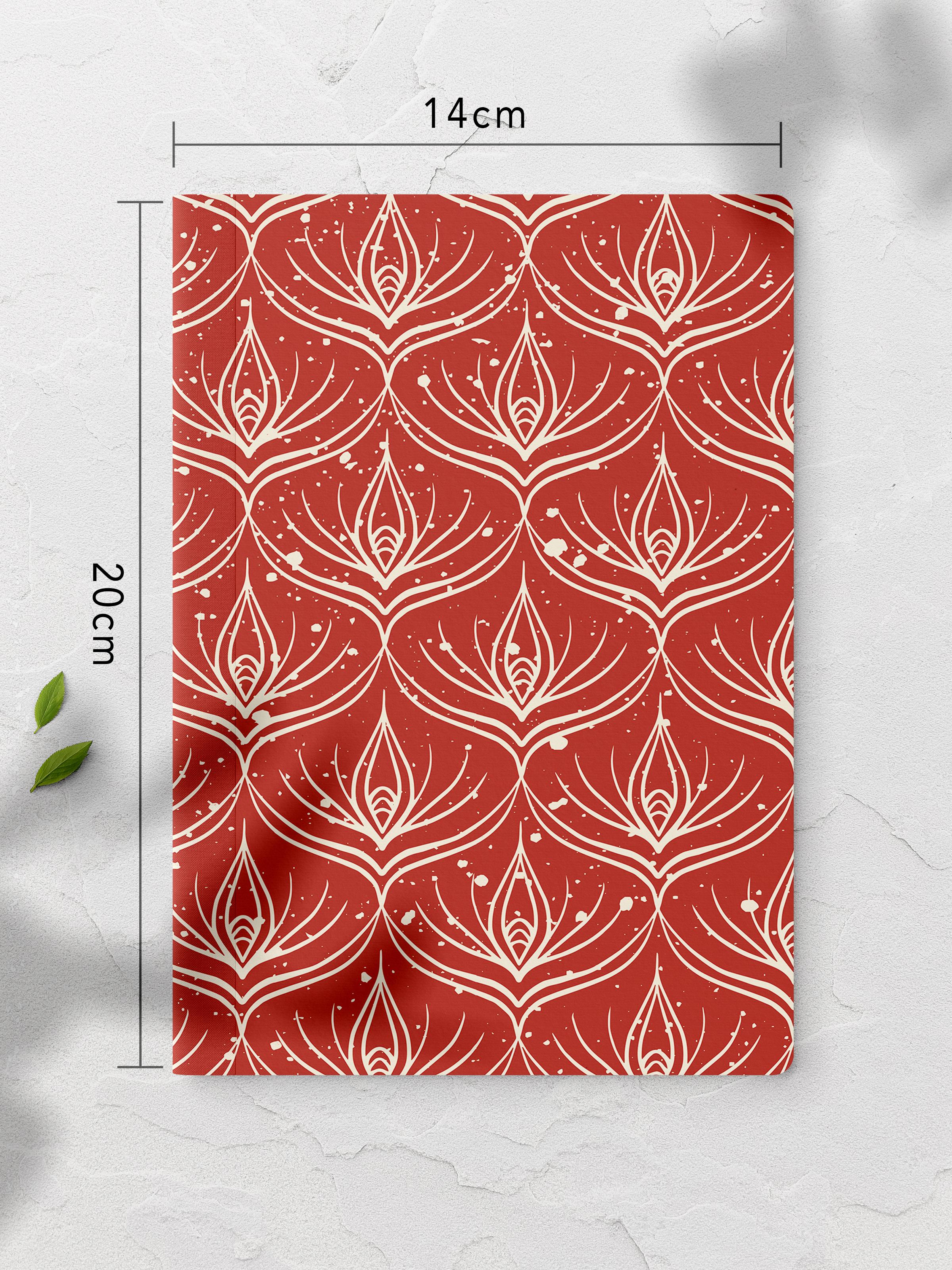 Çizgisiz Defter, Bordo Vintage Desenli Notebook, Not Defteri, Akıl ve Anı Defteri, 64 Sayfa, 14*21cm