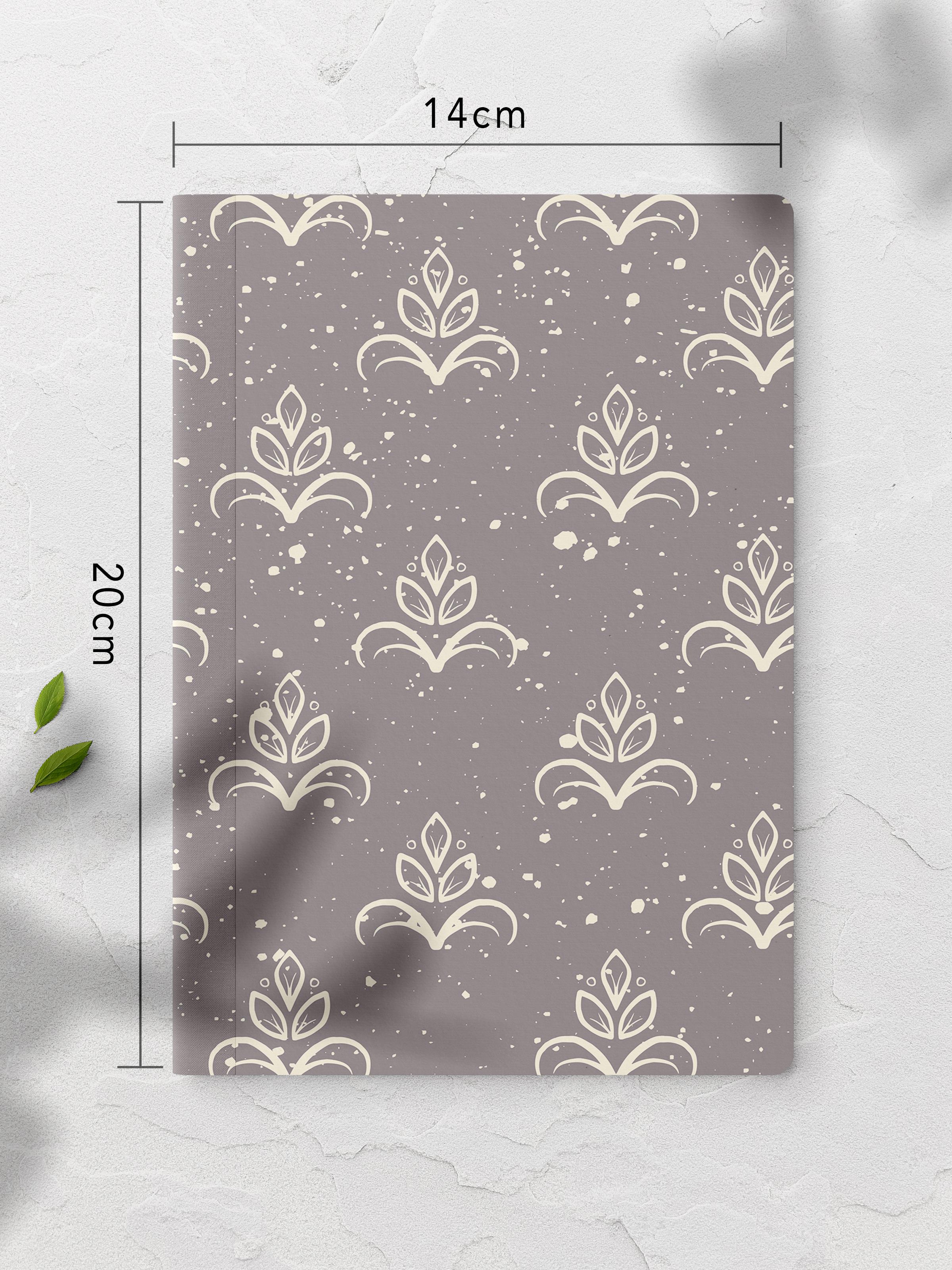 Çizgisiz Defter, Gri Vintage Desenli Notebook, Not Defteri, Akıl ve Anı Defteri, 64 Sayfa, 14*21cm