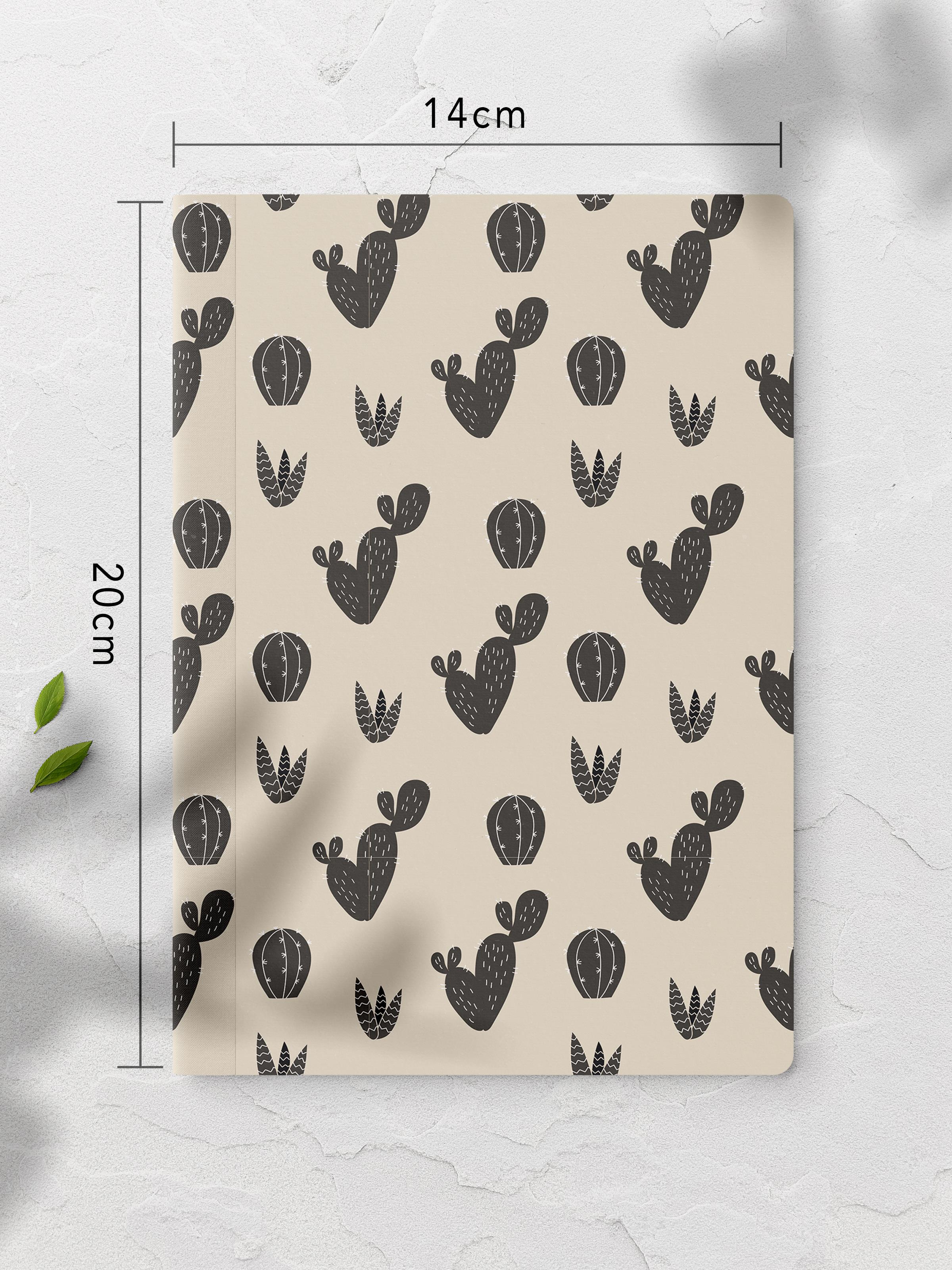 Çizgisiz Defter, Kaktüs Desenli Notebook, Not Defteri, Akıl ve Anı Defteri, 64 Sayfa, 14*21cm