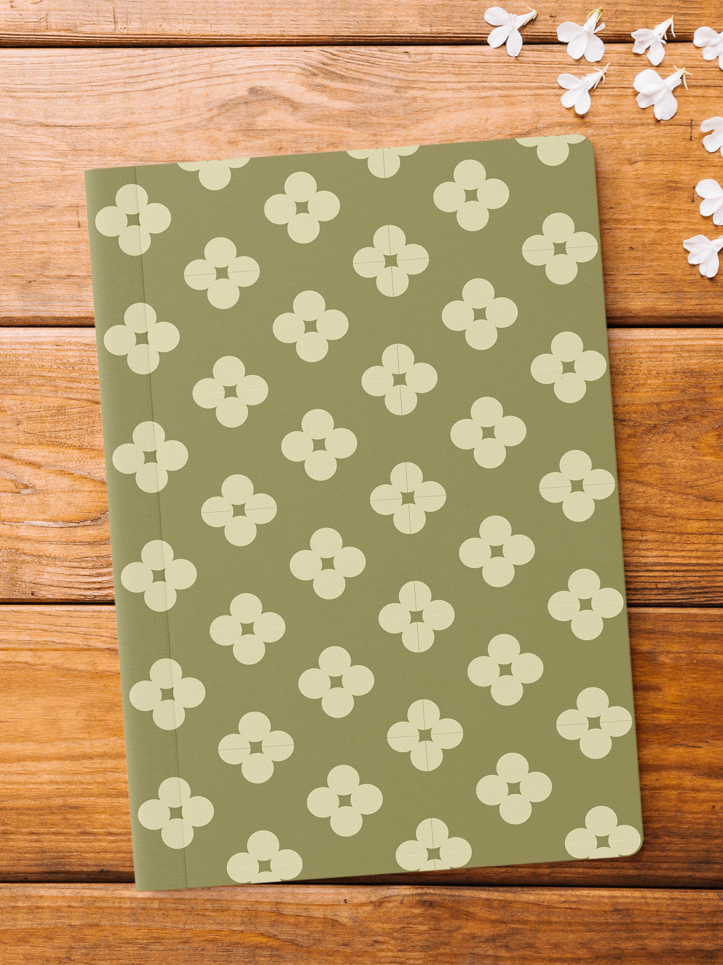Çizgisiz Defter, Koyu Yeşil Desenli Notebook, Not Defteri, Akıl ve Anı Defteri, 64 Sayfa, 14*21cm