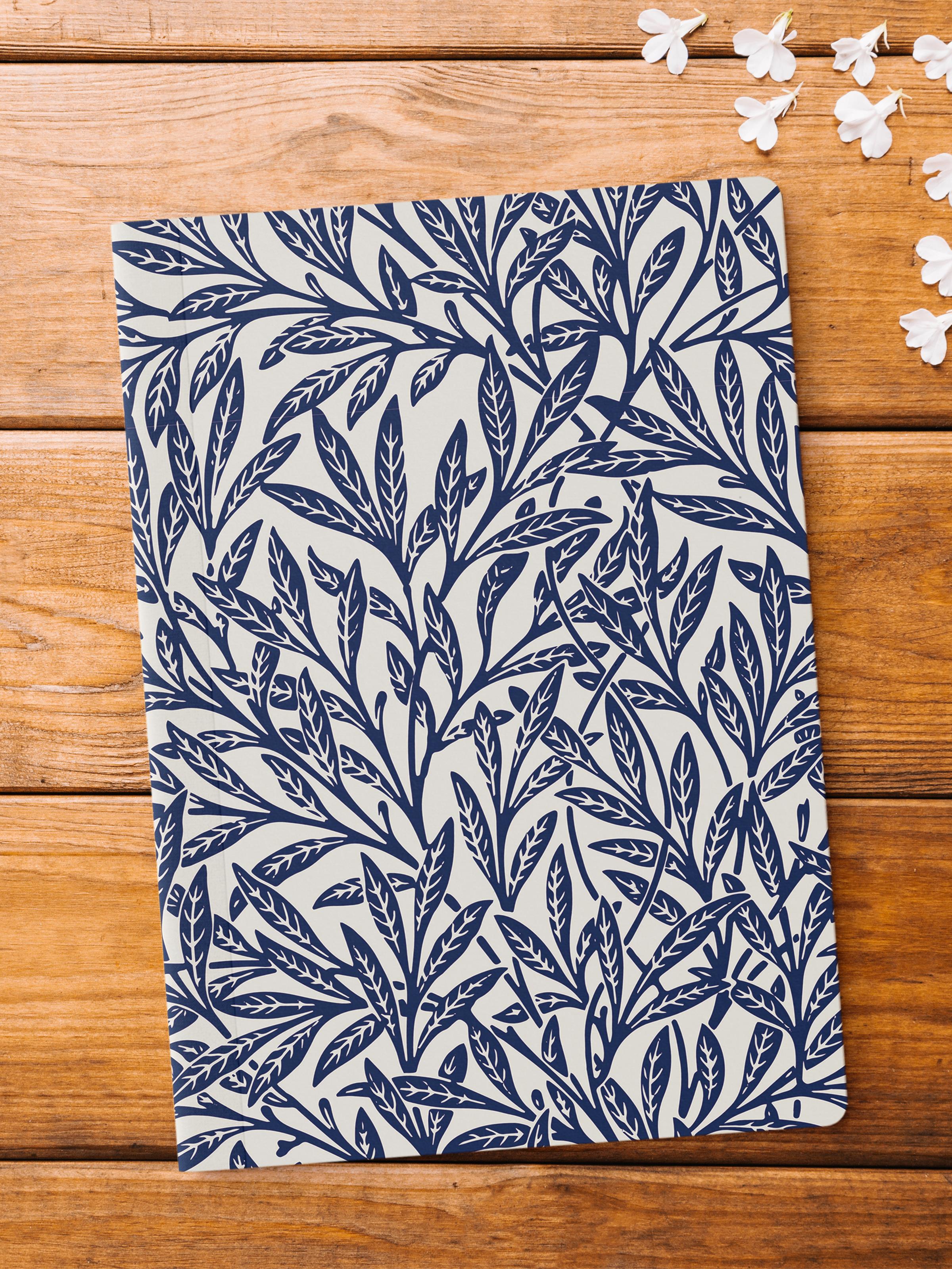 Çizgisiz Defter, Mavi Boho Desen Notebook, Not Defteri, Akıl ve Anı Defteri, 64 Sayfa, 14*21cm