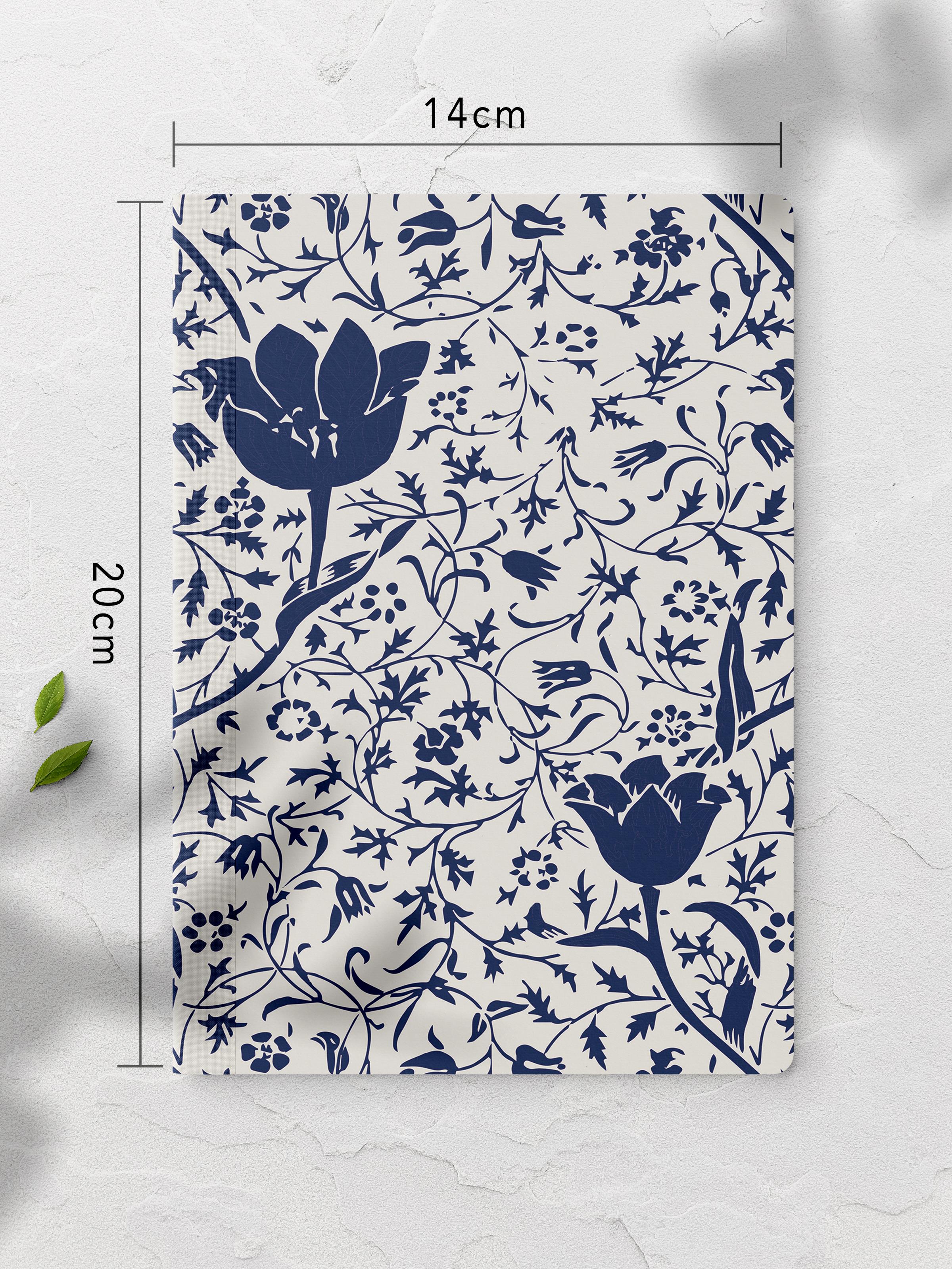 Çizgisiz Defter, Mavi Boho Desen Notebook, Not Defteri, Akıl ve Anı Defteri, 64 Sayfa, 14*21cm