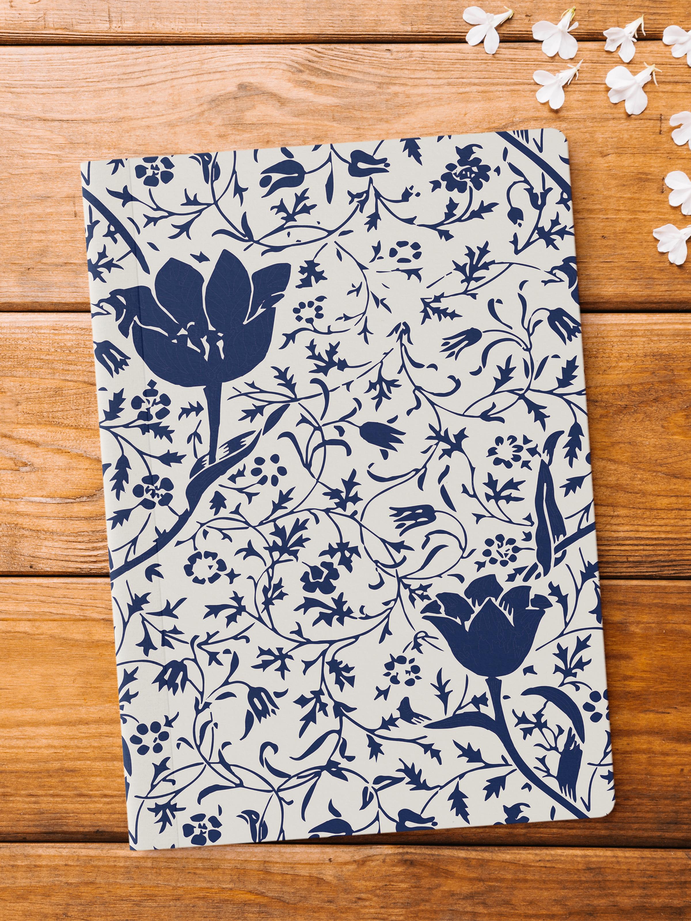 Çizgisiz Defter, Mavi Boho Desen Notebook, Not Defteri, Akıl ve Anı Defteri, 64 Sayfa, 14*21cm