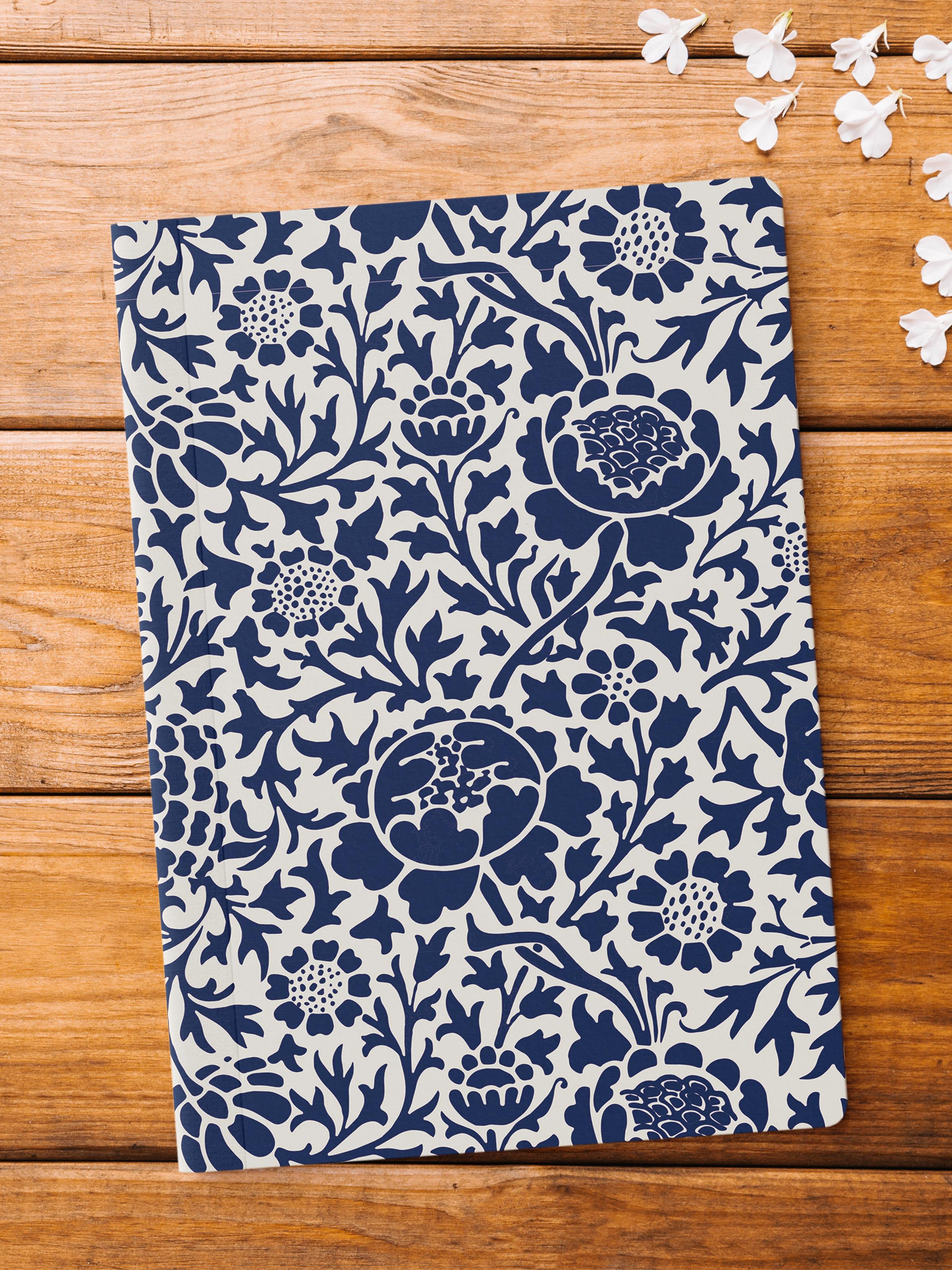 Çizgisiz Defter, Mavi Boho Desen Notebook, Not Defteri, Akıl ve Anı Defteri, 64 Sayfa, 14*21cm