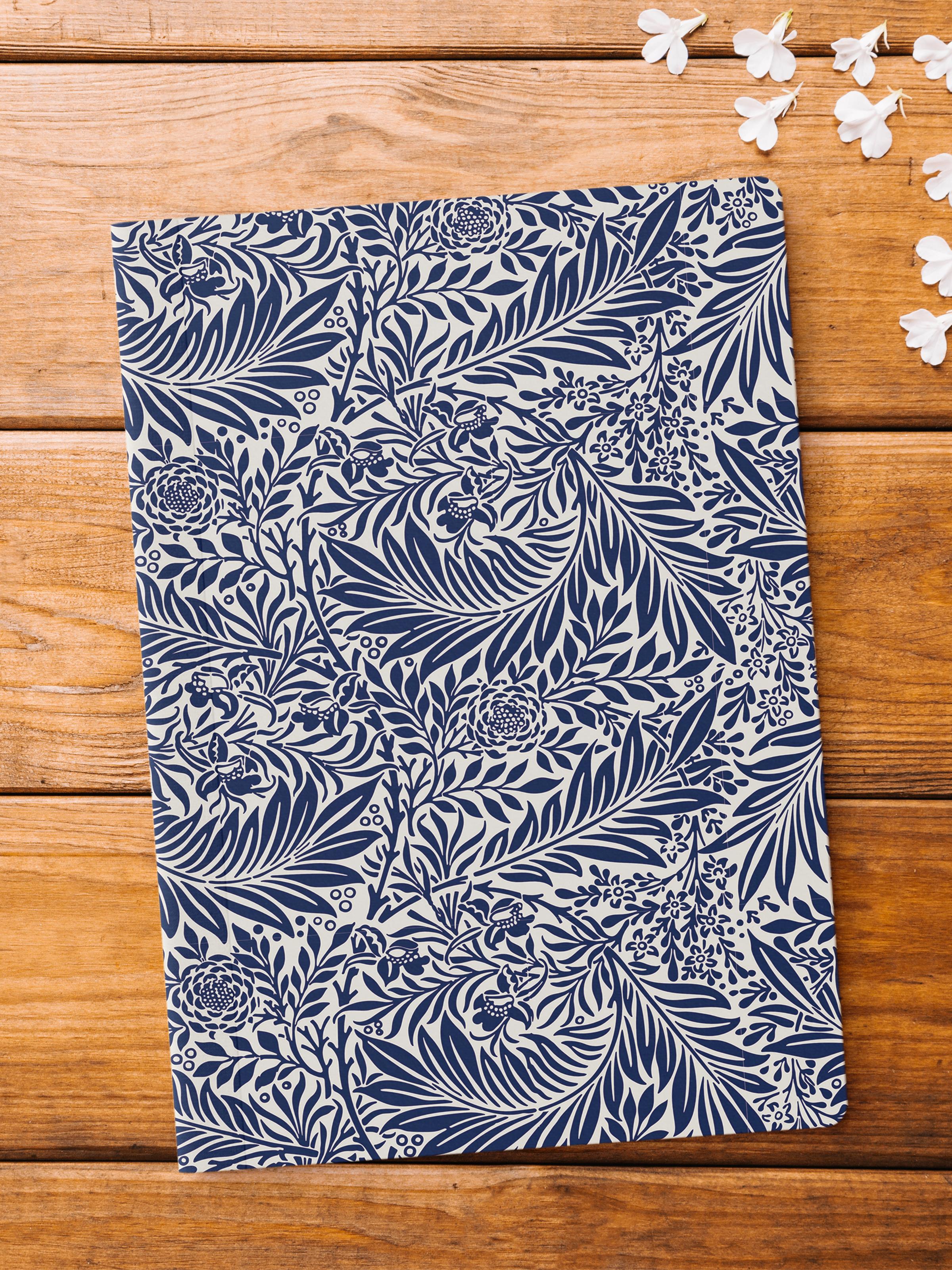 Çizgisiz Defter, Mavi Boho Desen Notebook, Not Defteri, Akıl ve Anı Defteri, 64 Sayfa, 14*21cm