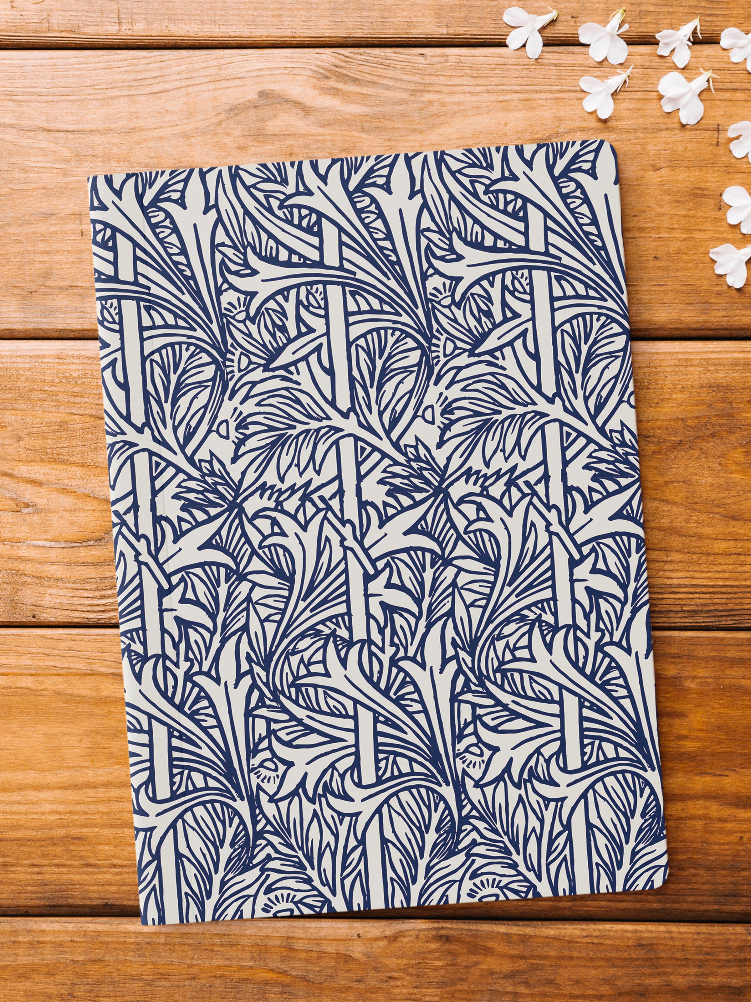 Çizgisiz Defter, Mavi Boho Desen Notebook, Not Defteri, Akıl ve Anı Defteri, 64 Sayfa, 14*21cm