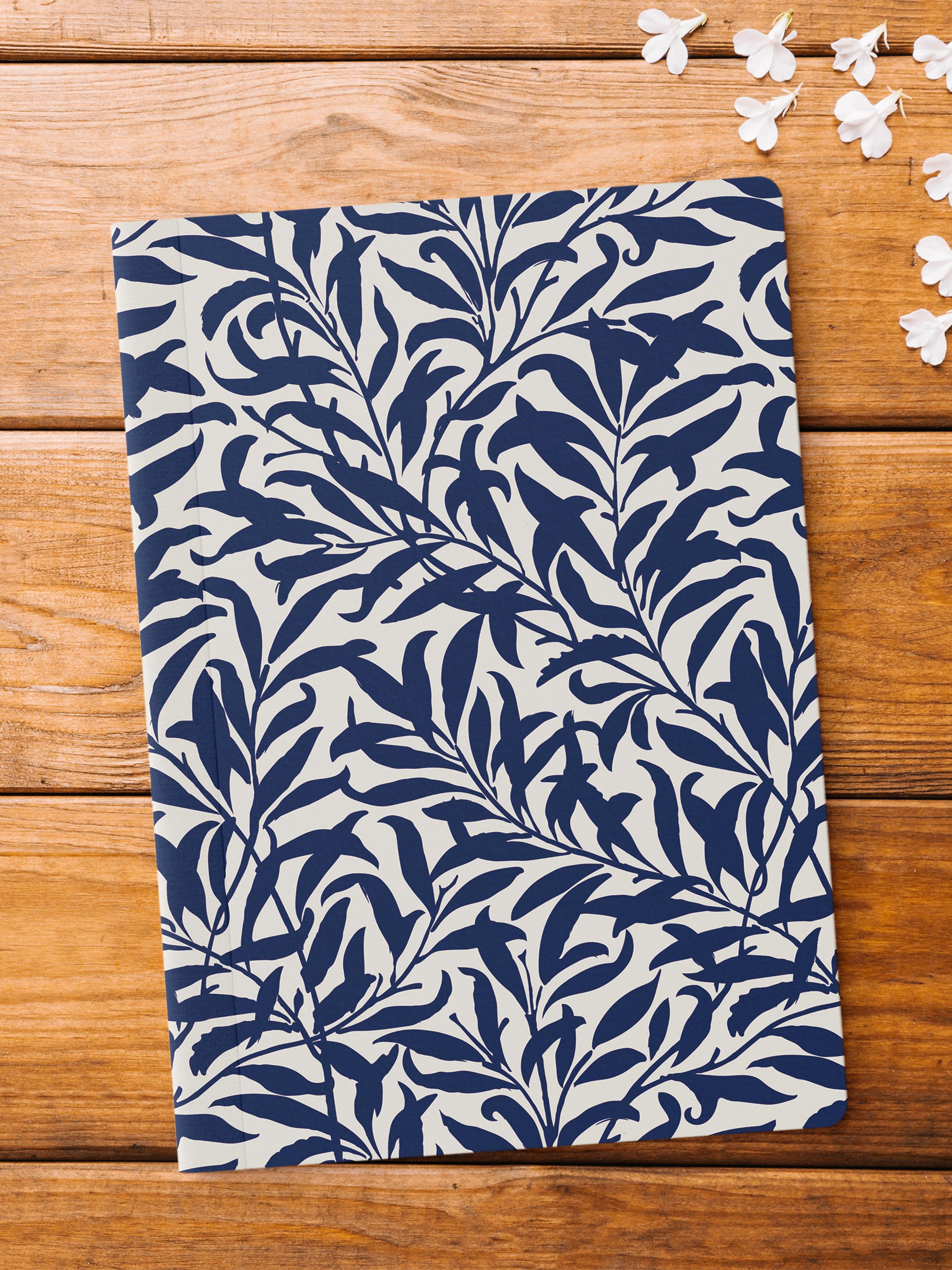 Çizgisiz Defter, Mavi Boho Desen Notebook, Not Defteri, Akıl ve Anı Defteri, 64 Sayfa, 14*21cm