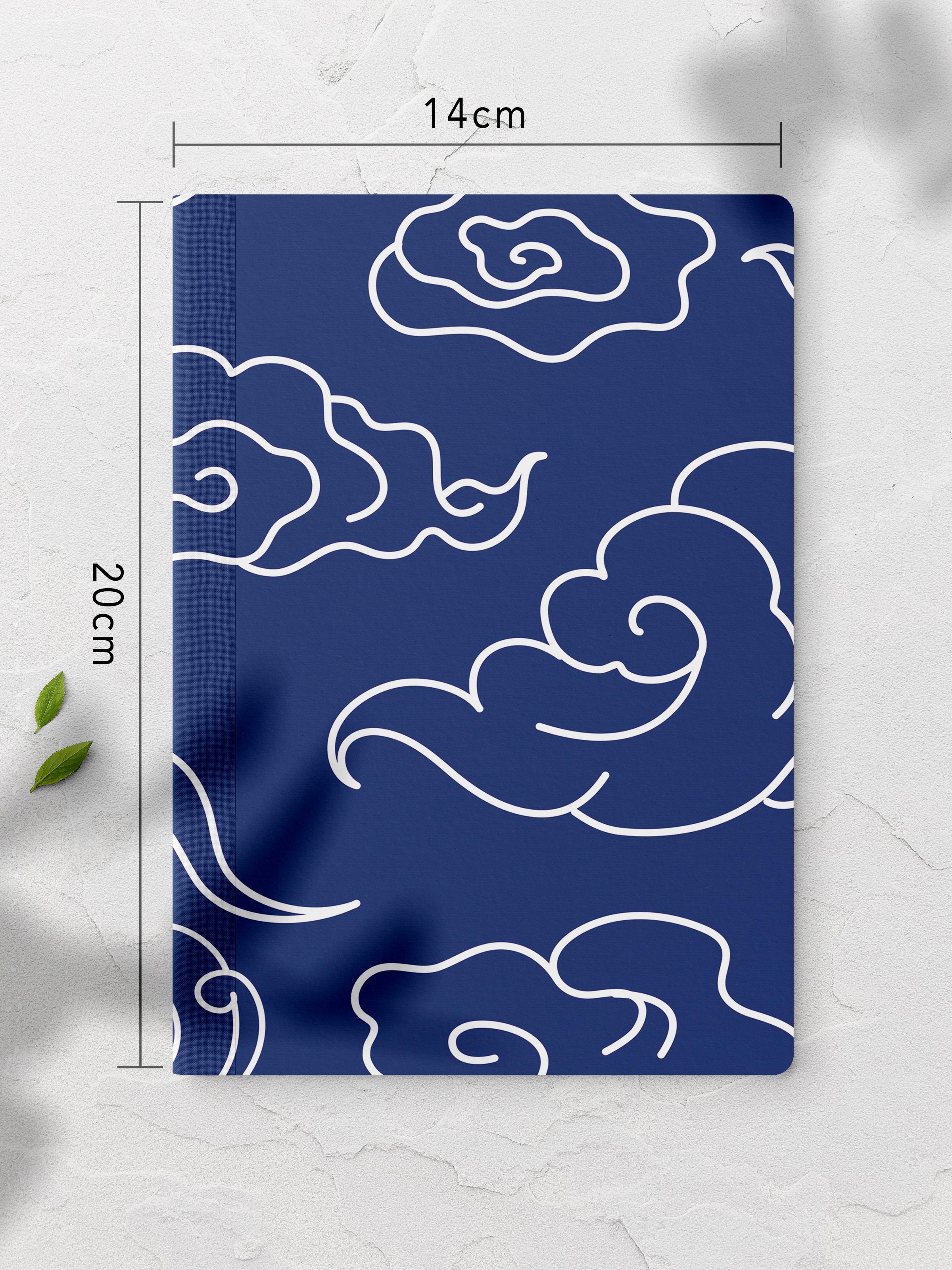 Çizgisiz Defter, Mavi ve Desenli Notebook, Not Defteri, Akıl ve Anı Defteri, 64 Sayfa, 14*21cm