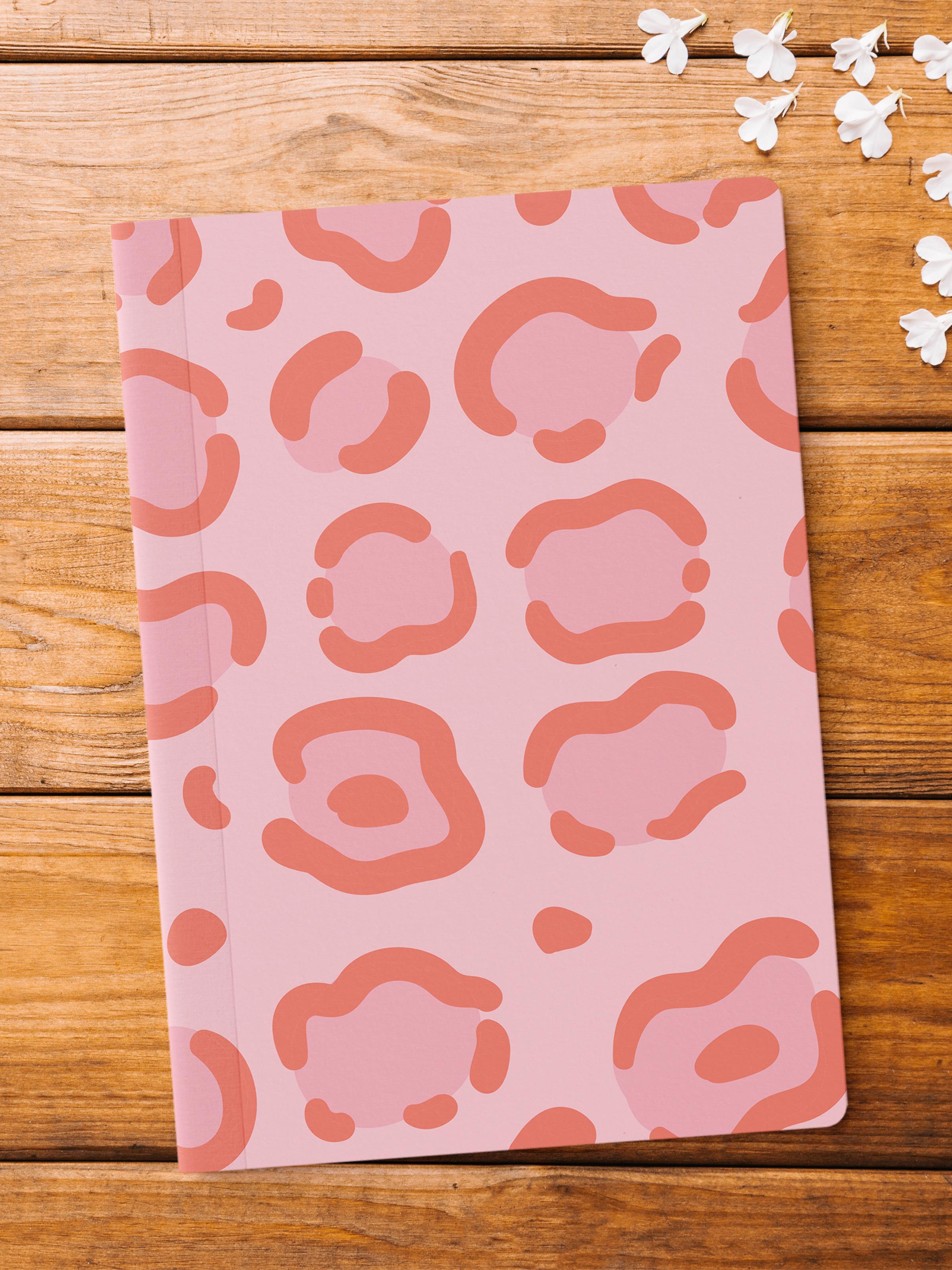 Çizgisiz Defter, Pembe ve Desenli Notebook, Not Defteri, Akıl ve Anı Defteri, 64 Sayfa, 14*21cm