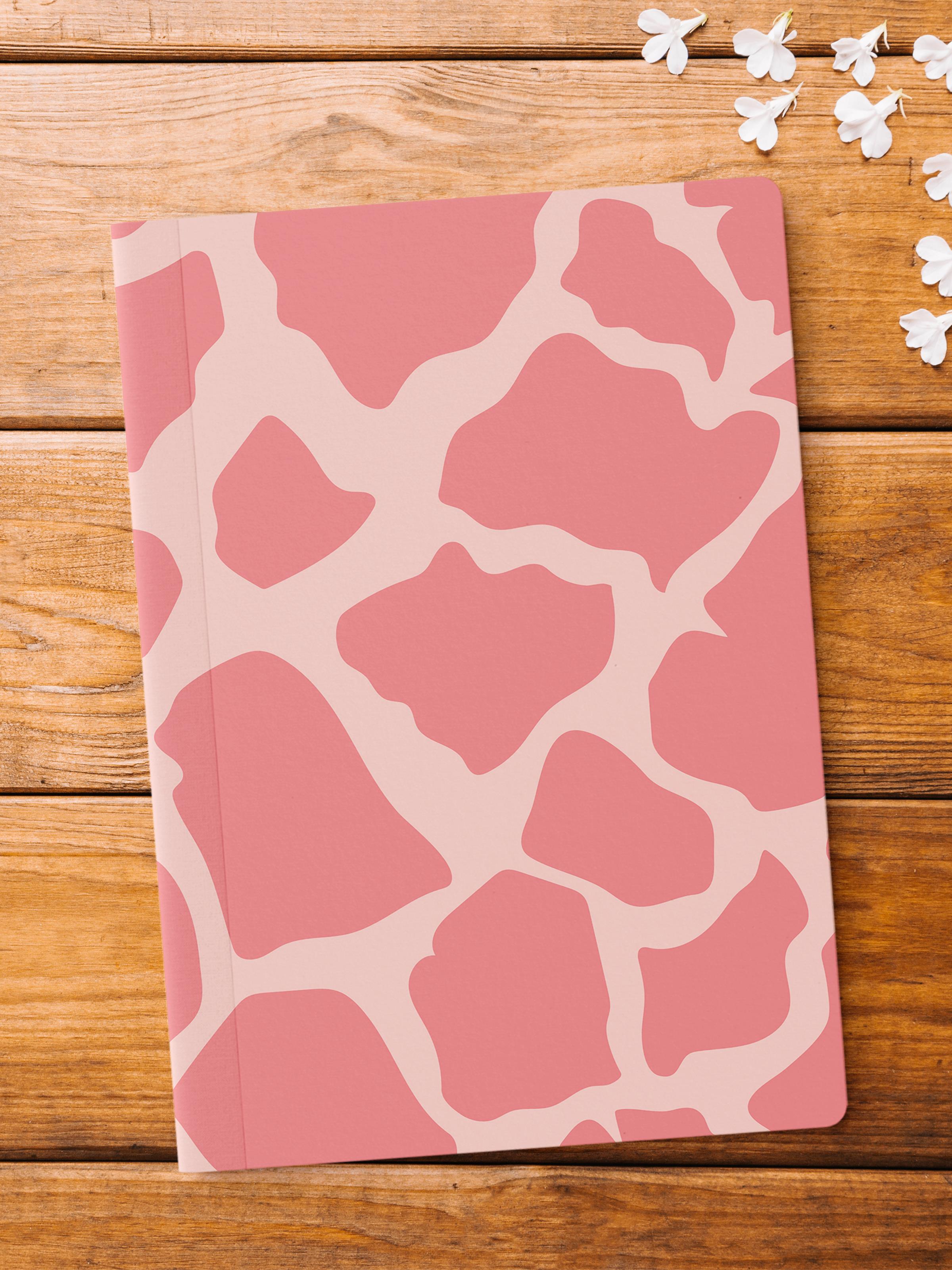 Çizgisiz Defter, Pembe ve Desenli Notebook, Not Defteri, Akıl ve Anı Defteri, 64 Sayfa, 14*21cm