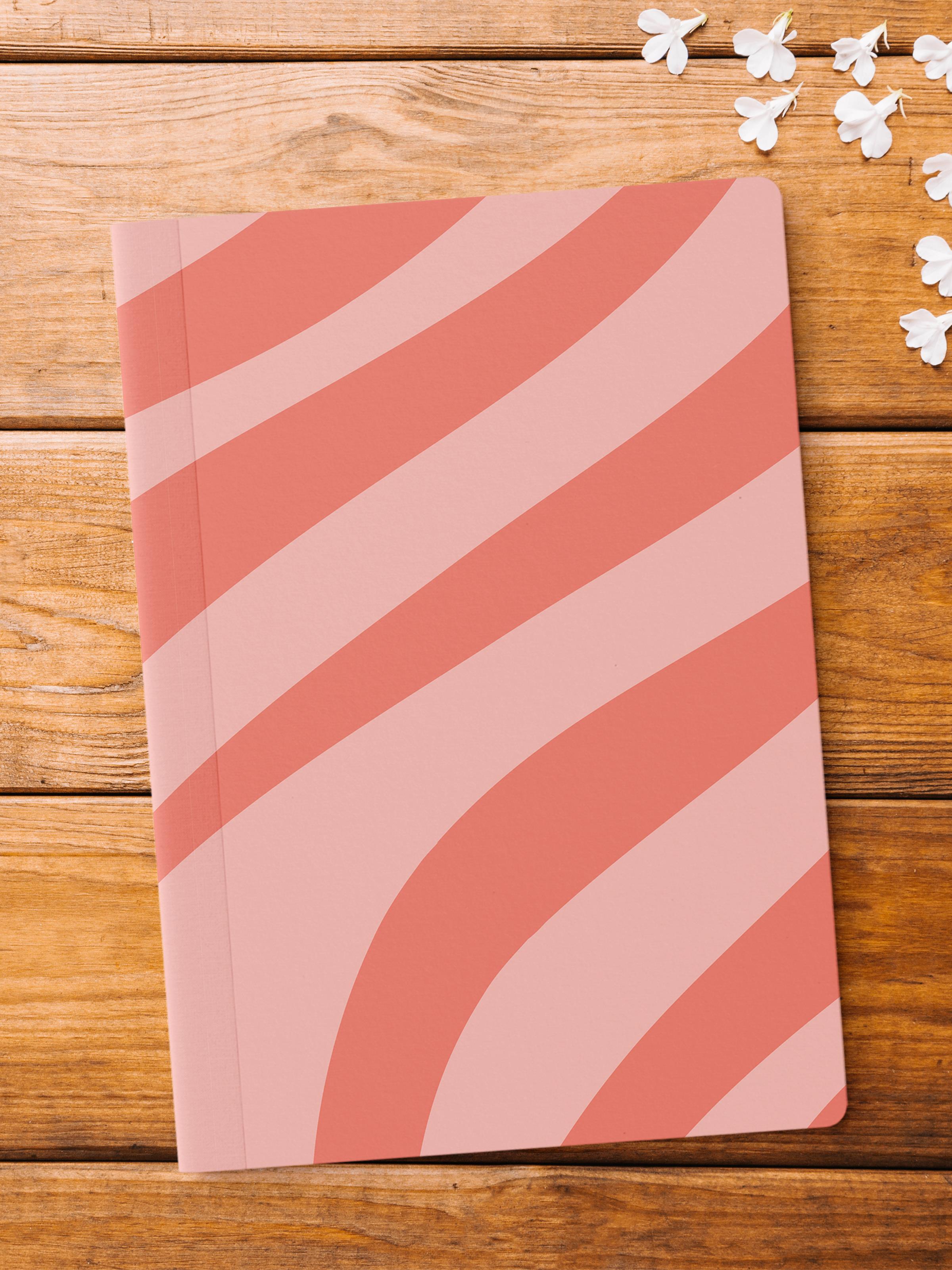 Çizgisiz Defter, Pembe ve Desenli Notebook, Not Defteri, Akıl ve Anı Defteri, 64 Sayfa, 14*21cm
