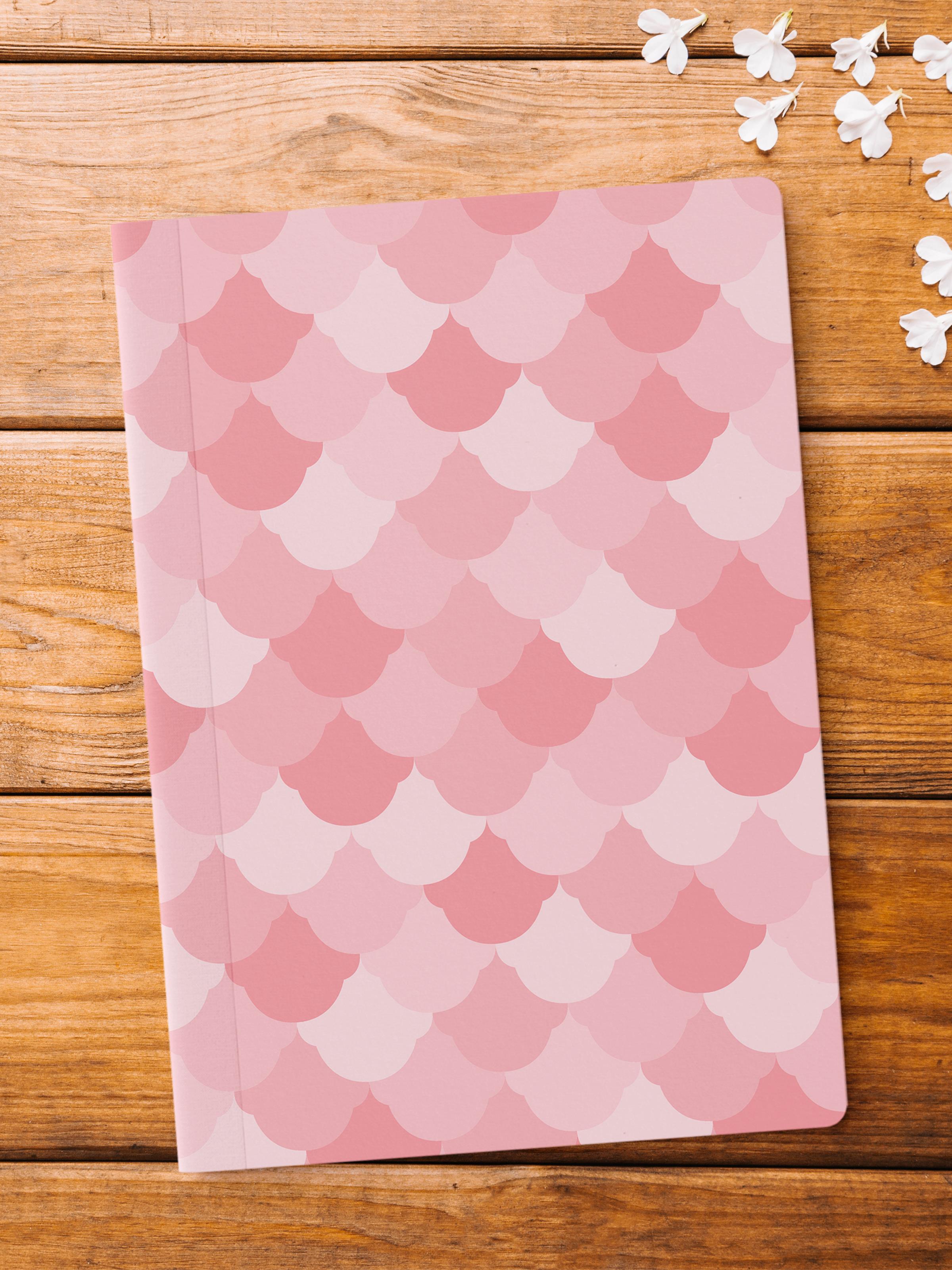 Çizgisiz Defter, Pembe ve Desenli Notebook, Not Defteri, Akıl ve Anı Defteri, 64 Sayfa, 14*21cm