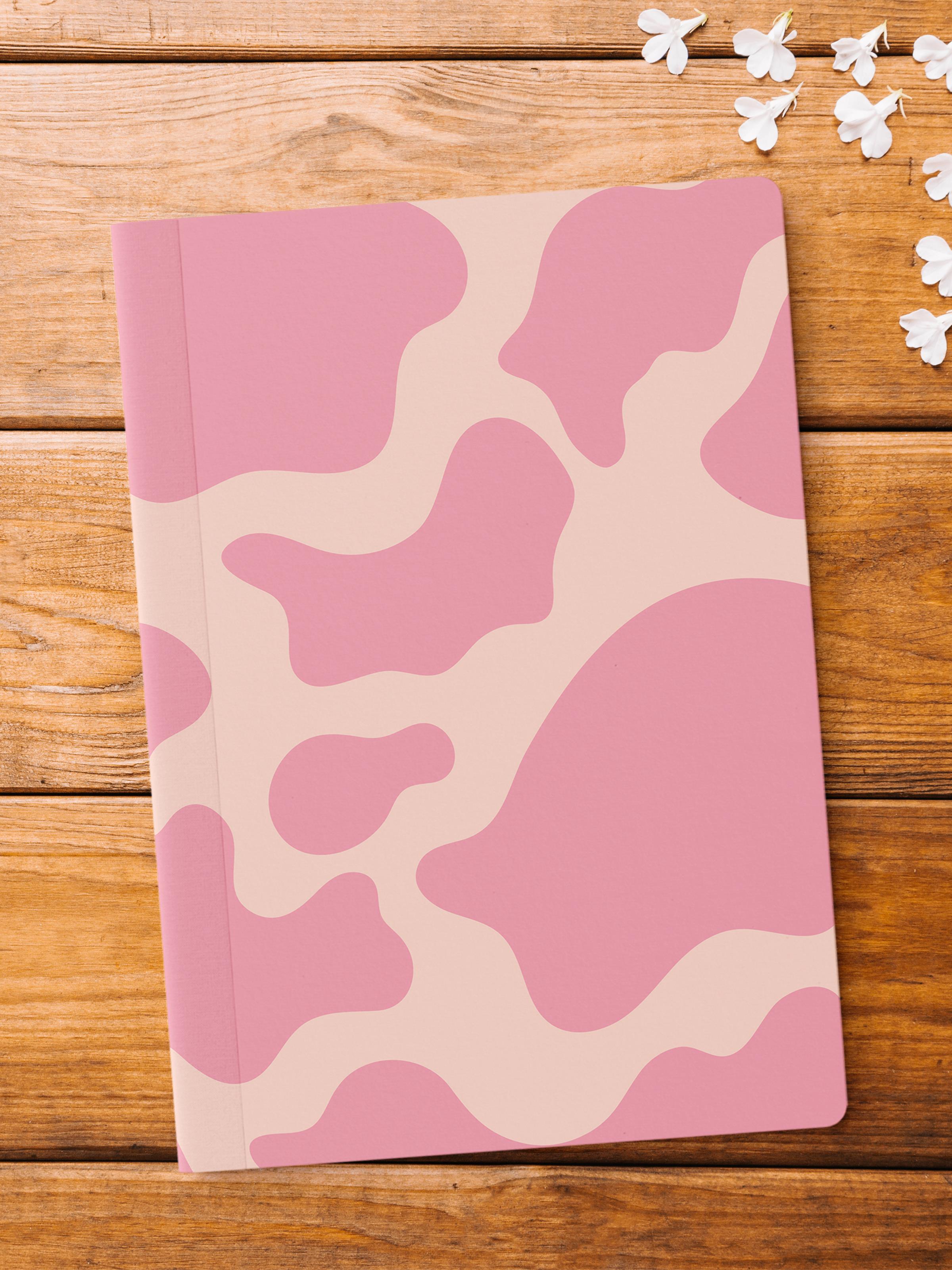 Çizgisiz Defter, Pembe ve Desenli Notebook, Not Defteri, Akıl ve Anı Defteri, 64 Sayfa, 14*21cm