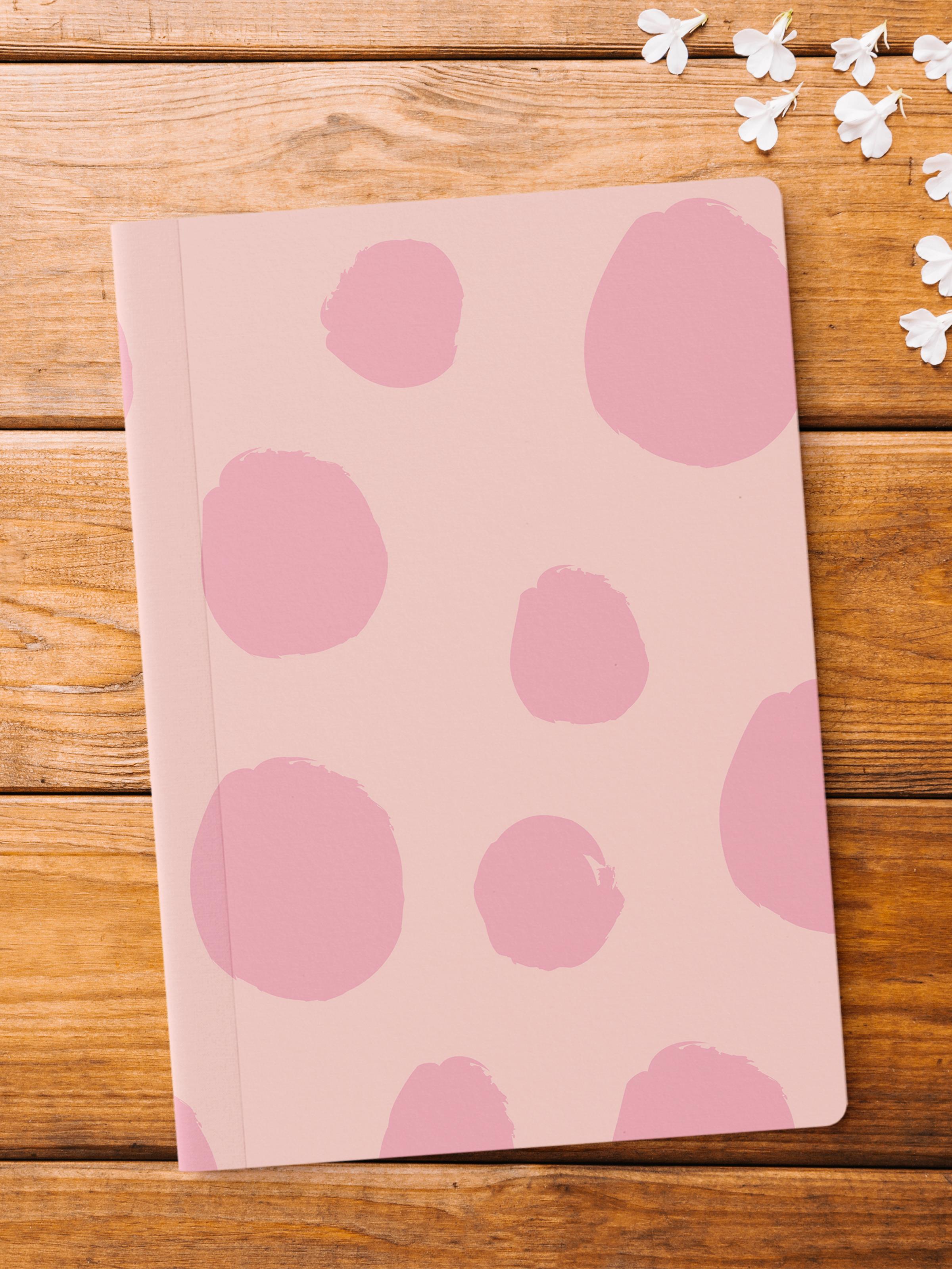 Çizgisiz Defter, Pembe ve Desenli Notebook, Not Defteri, Akıl ve Anı Defteri, 64 Sayfa, 14*21cm