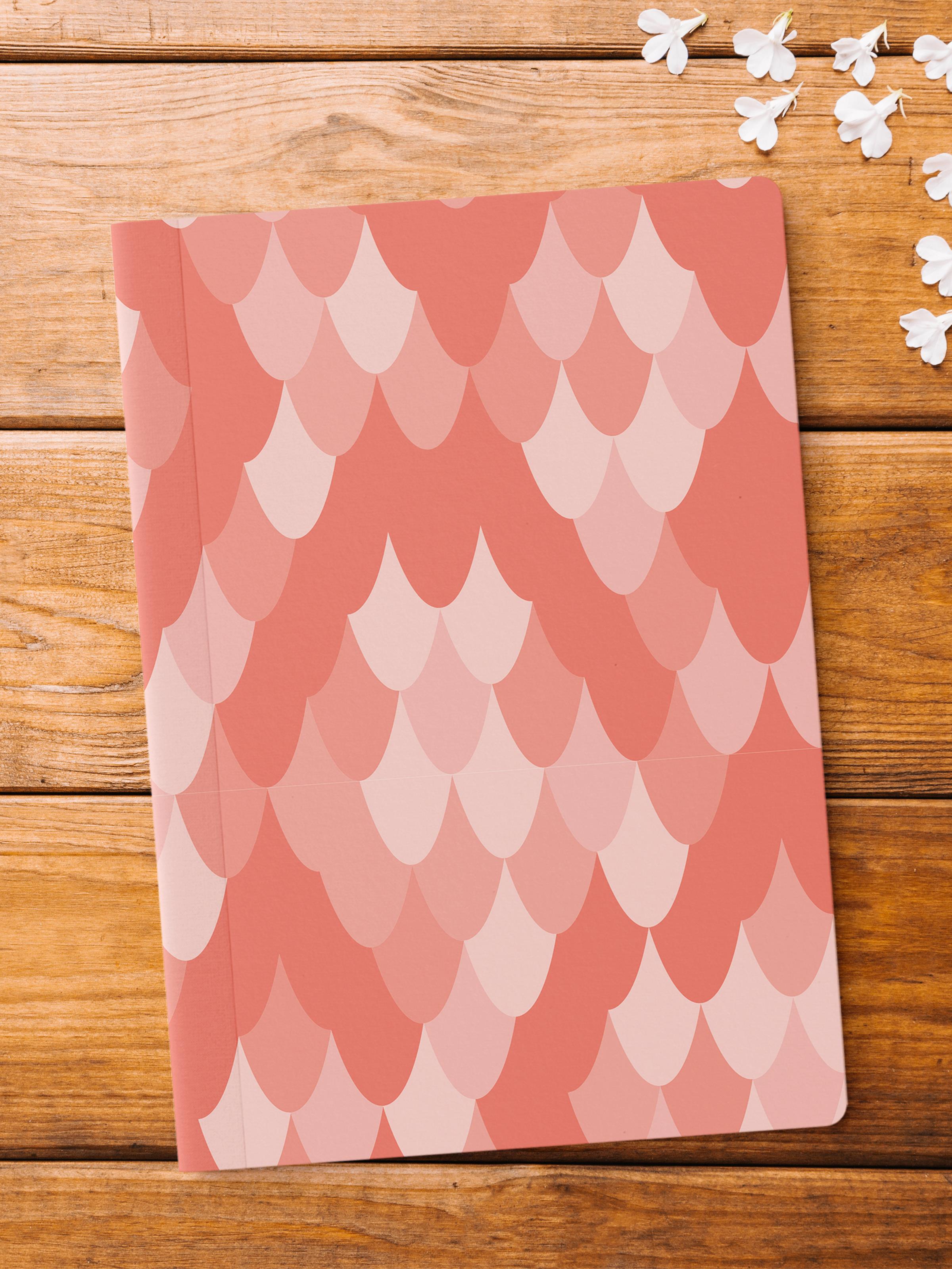 Çizgisiz Defter, Pembe ve Desenli Notebook, Not Defteri, Akıl ve Anı Defteri, 64 Sayfa, 14*21cm