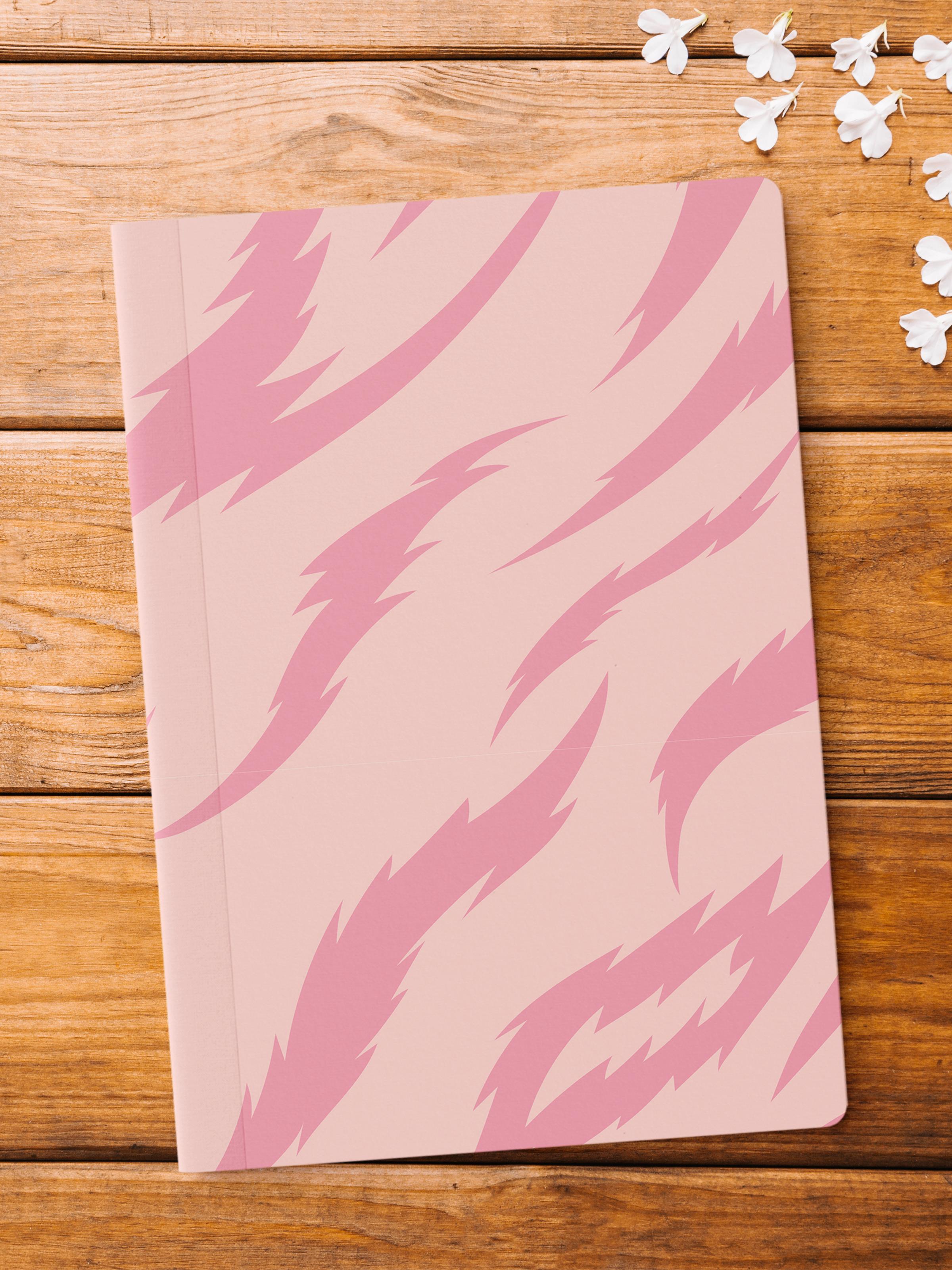 Çizgisiz Defter, Pembe ve Desenli Notebook, Not Defteri, Akıl ve Anı Defteri, 64 Sayfa, 14*21cm