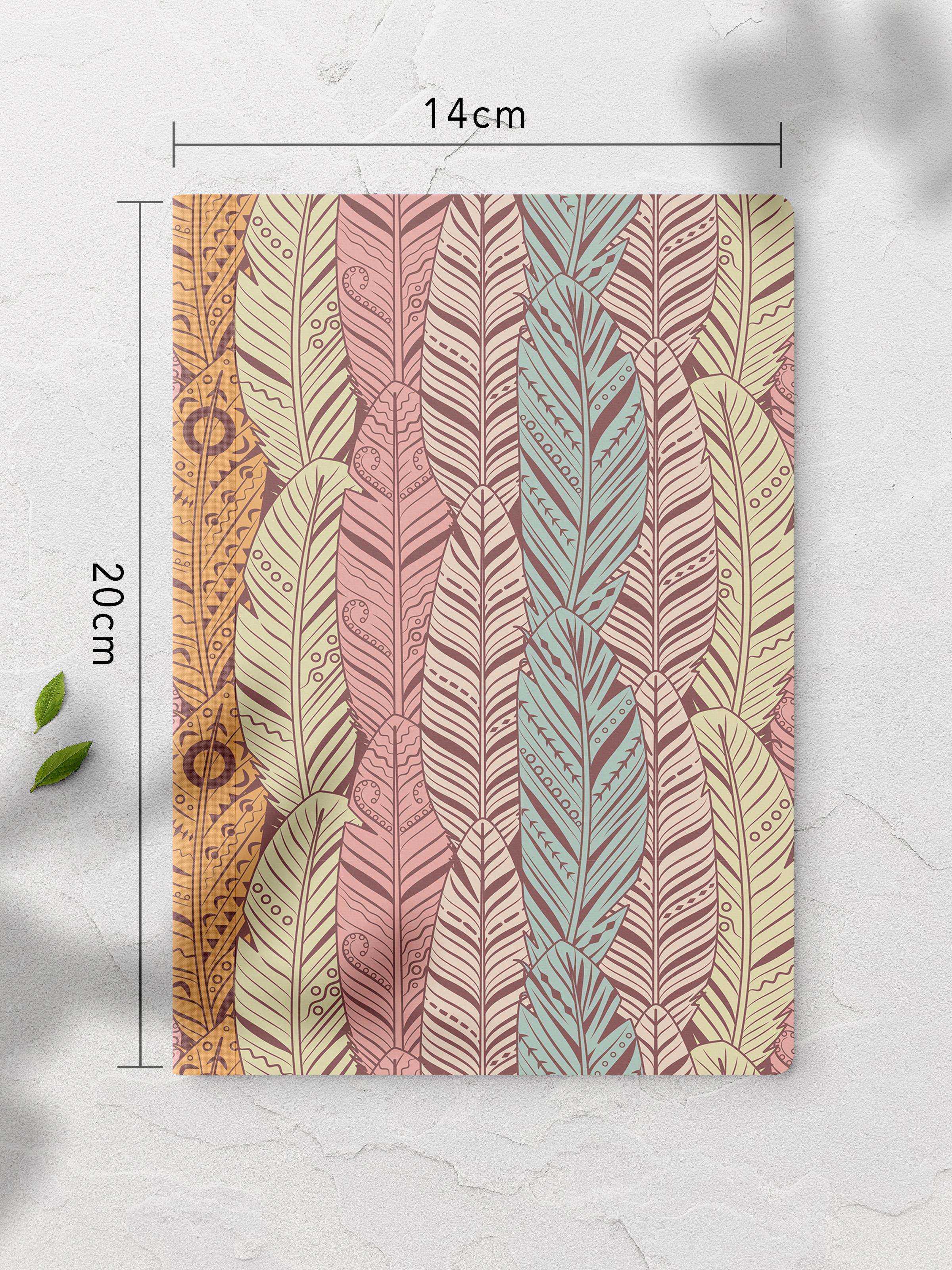 Çizgisiz Defter, Renkli Tüy Desenli Notebook, Not Defteri, Akıl ve Anı Defteri, 64 Sayfa, 14*21cm