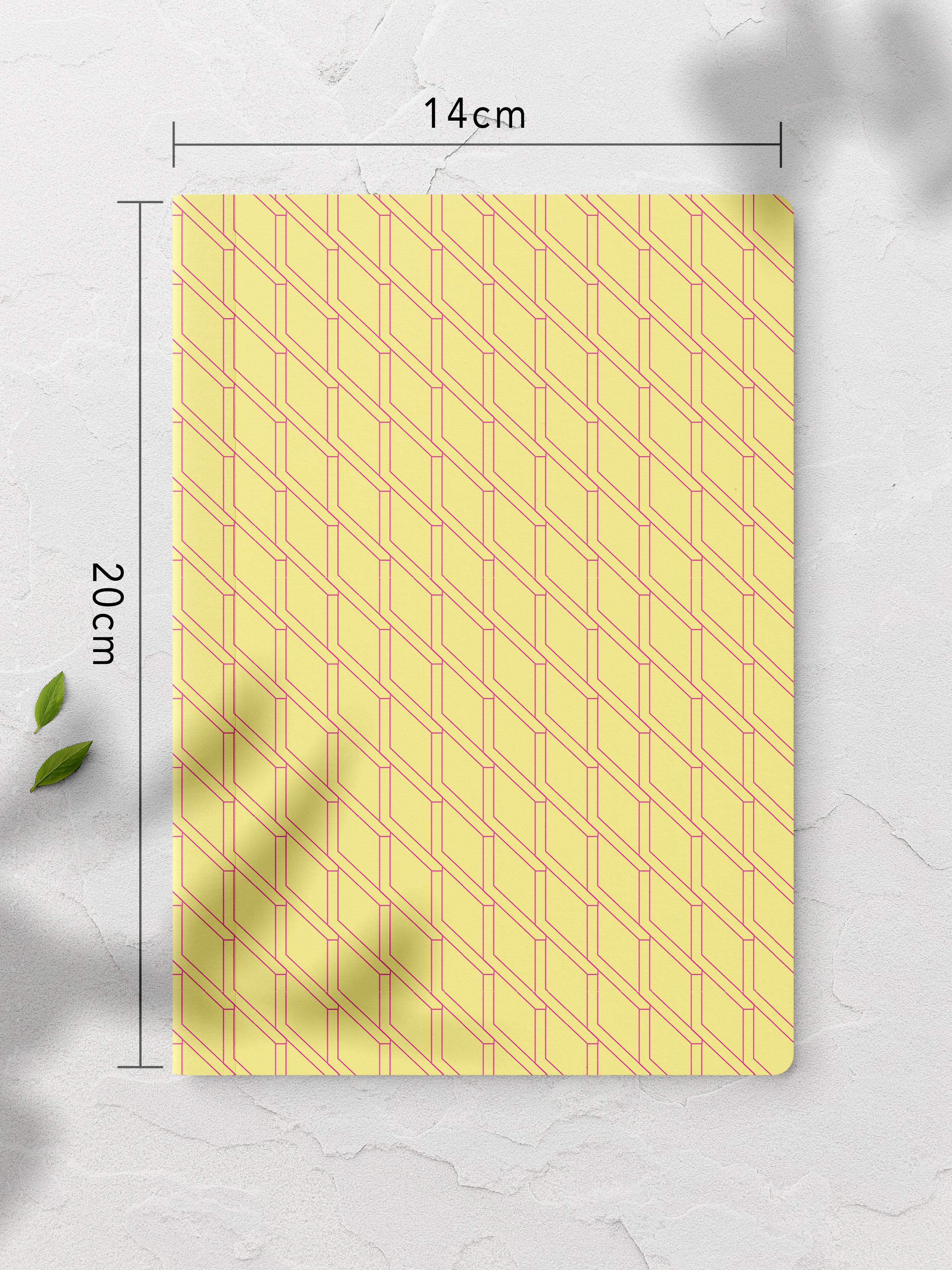 Çizgisiz Defter, Sarı ve Desenli Notebook, Not Defteri, Akıl ve Anı Defteri, 64 Sayfa, 14*21cm