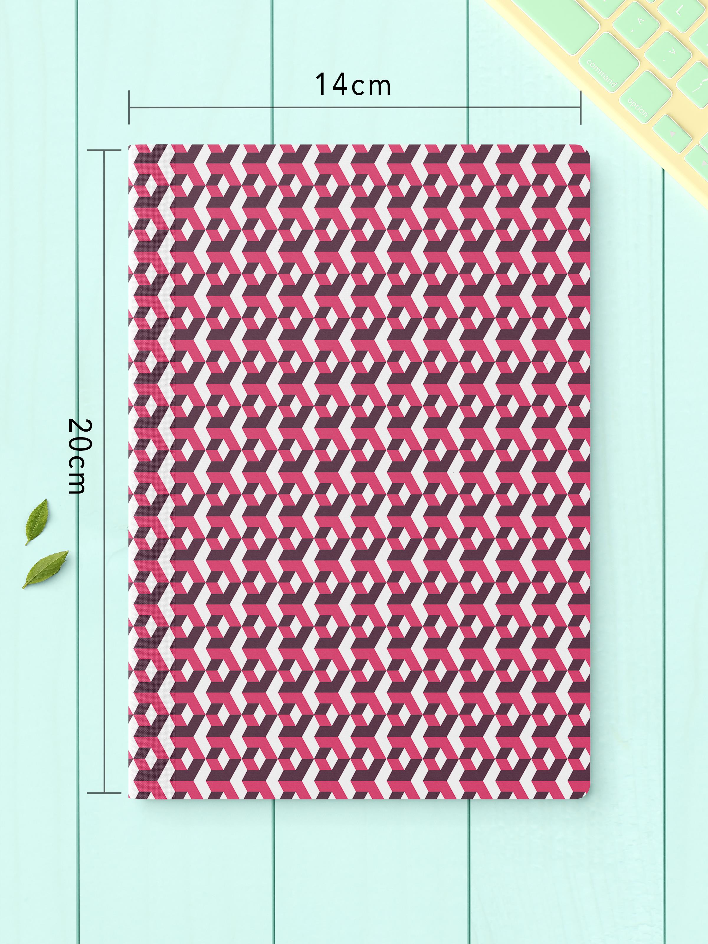 Çizgisiz Defter Seti, 2 Adet Geometrik Desenli Notebook, Not Defteri, Anı Defteri, 64 Sayfa Orta Boy