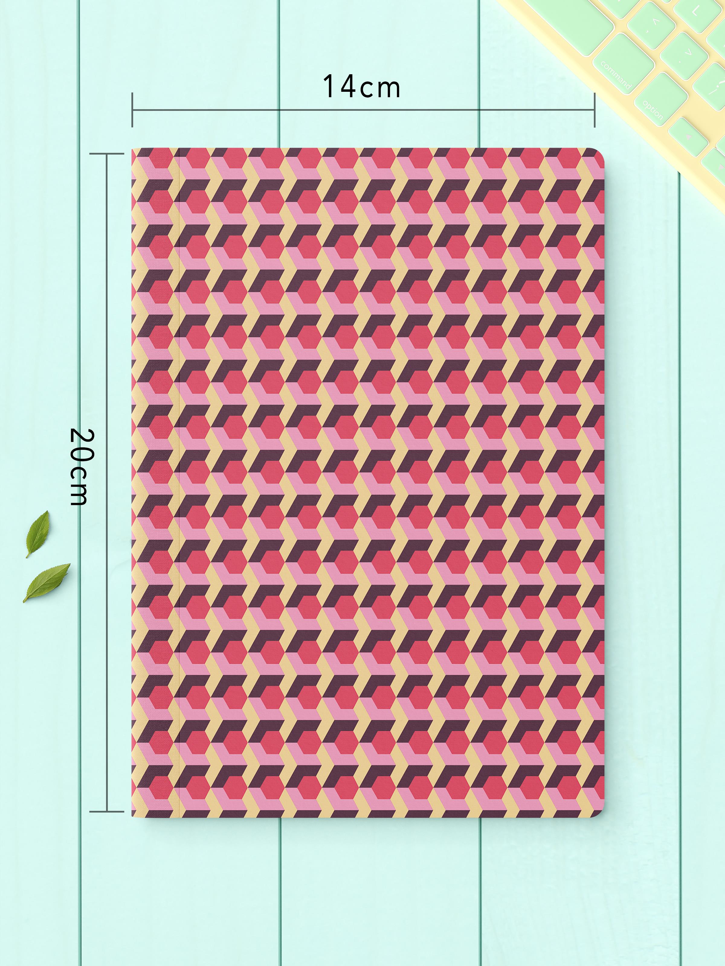 Çizgisiz Defter Seti, 2 Adet Geometrik Desenli Notebook, Not Defteri, Anı Defteri, 64 Sayfa Orta Boy