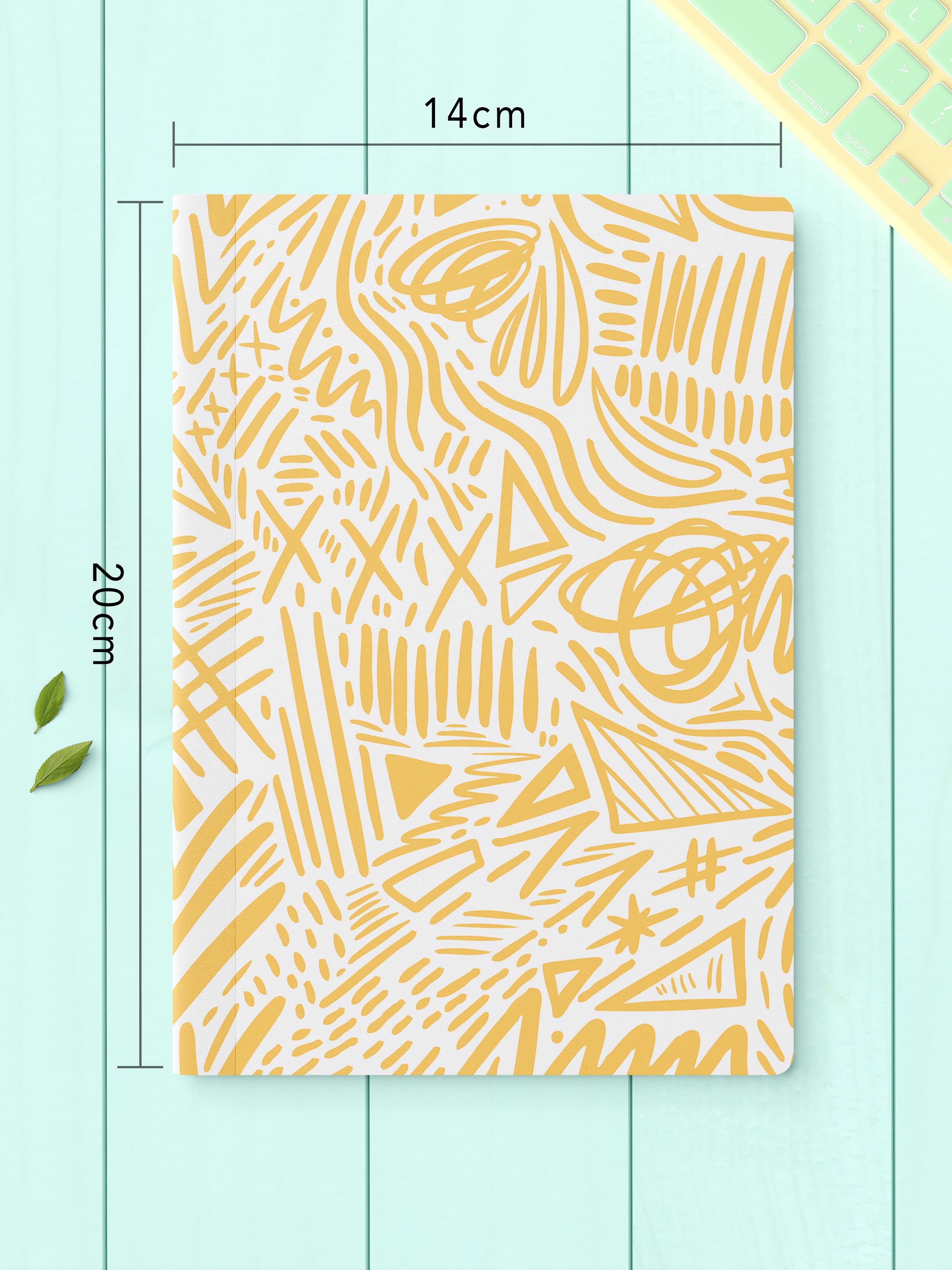 Çizgisiz Defter Seti, 2 Adet Geometrik Desenli Notebook, Not Defteri, Anı Defteri, 64 Sayfa Orta Boy