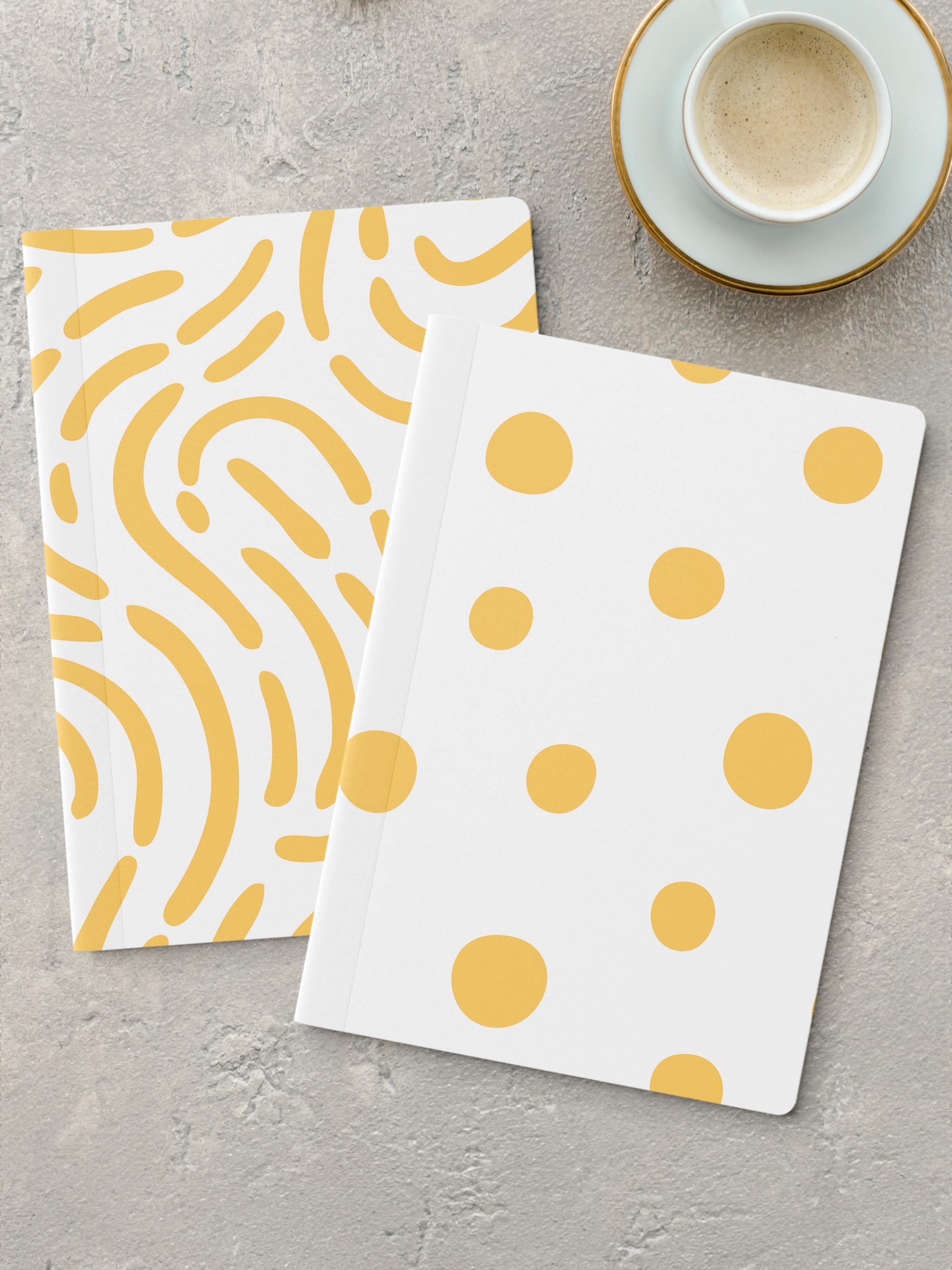 Çizgisiz Defter Seti, 2 Adet Geometrik Desenli Notebook, Not Defteri, Anı Defteri, 64 Sayfa Orta Boy