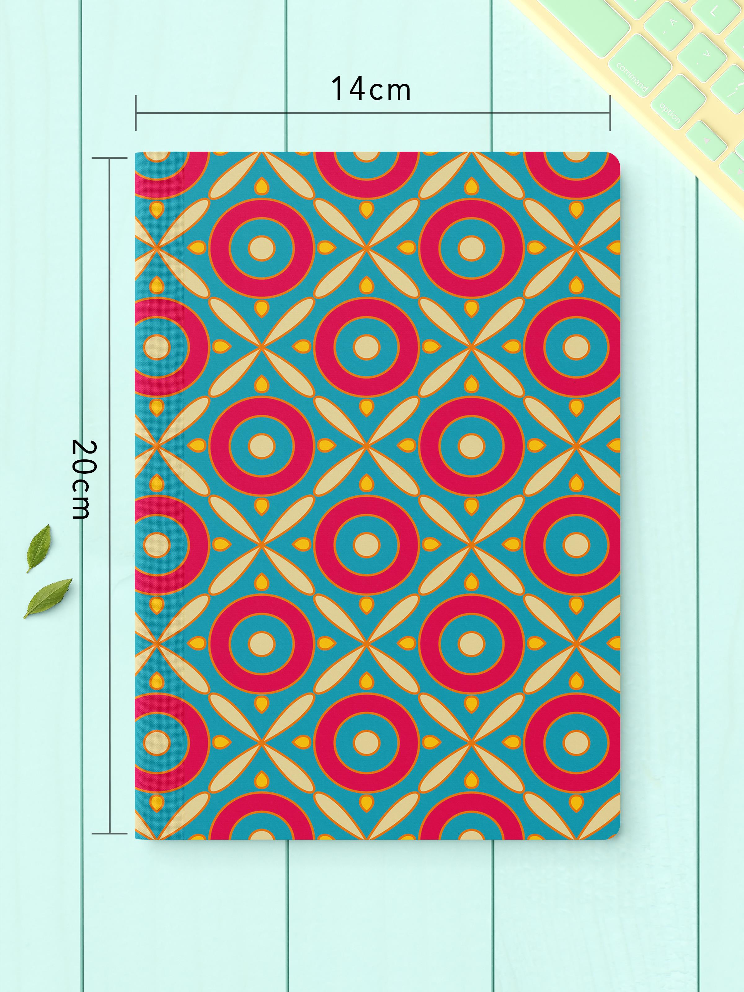 Çizgisiz Defter Seti, 2 Adet Geometrik Desenli Notebook, Not Defteri, Anı Defteri, 64 Sayfa Orta Boy