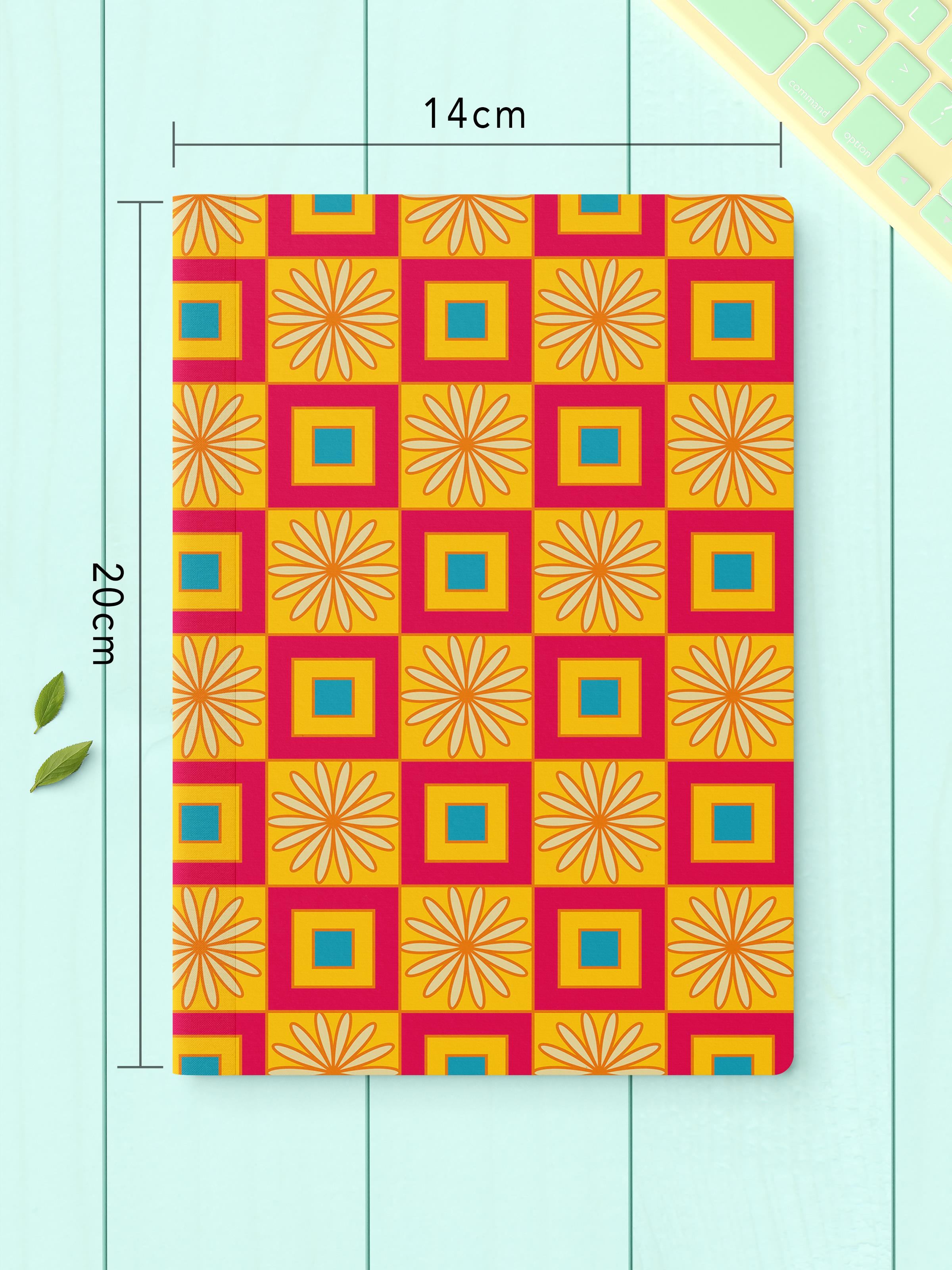 Çizgisiz Defter Seti, 2 Adet Geometrik Desenli Notebook, Not Defteri, Anı Defteri, 64 Sayfa Orta Boy
