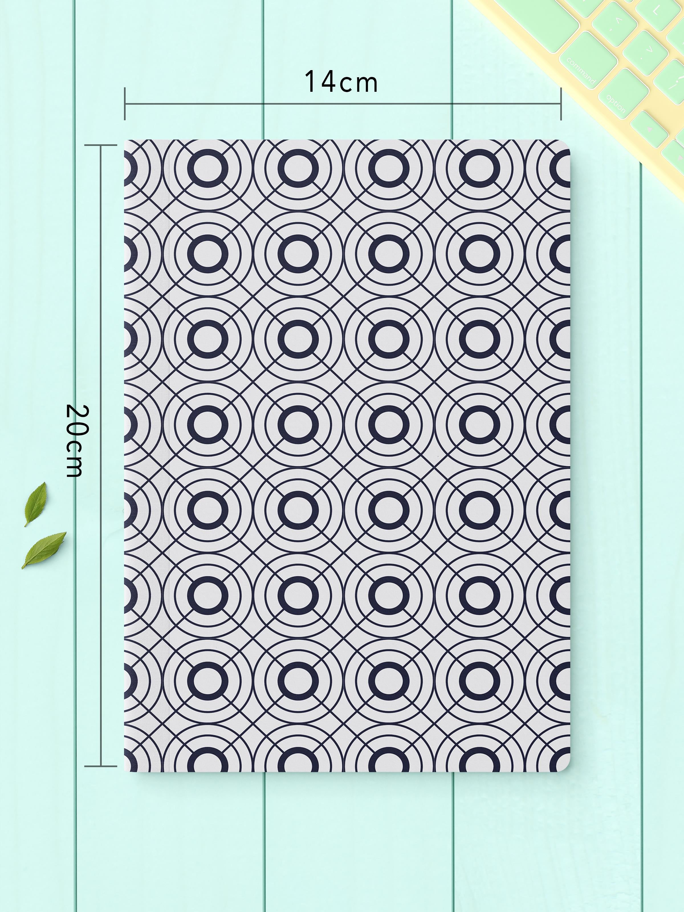 Çizgisiz Defter Seti, 2 Adet Geometrik Desenli Notebook, Not Defteri, Anı Defteri, 64 Sayfa Orta Boy