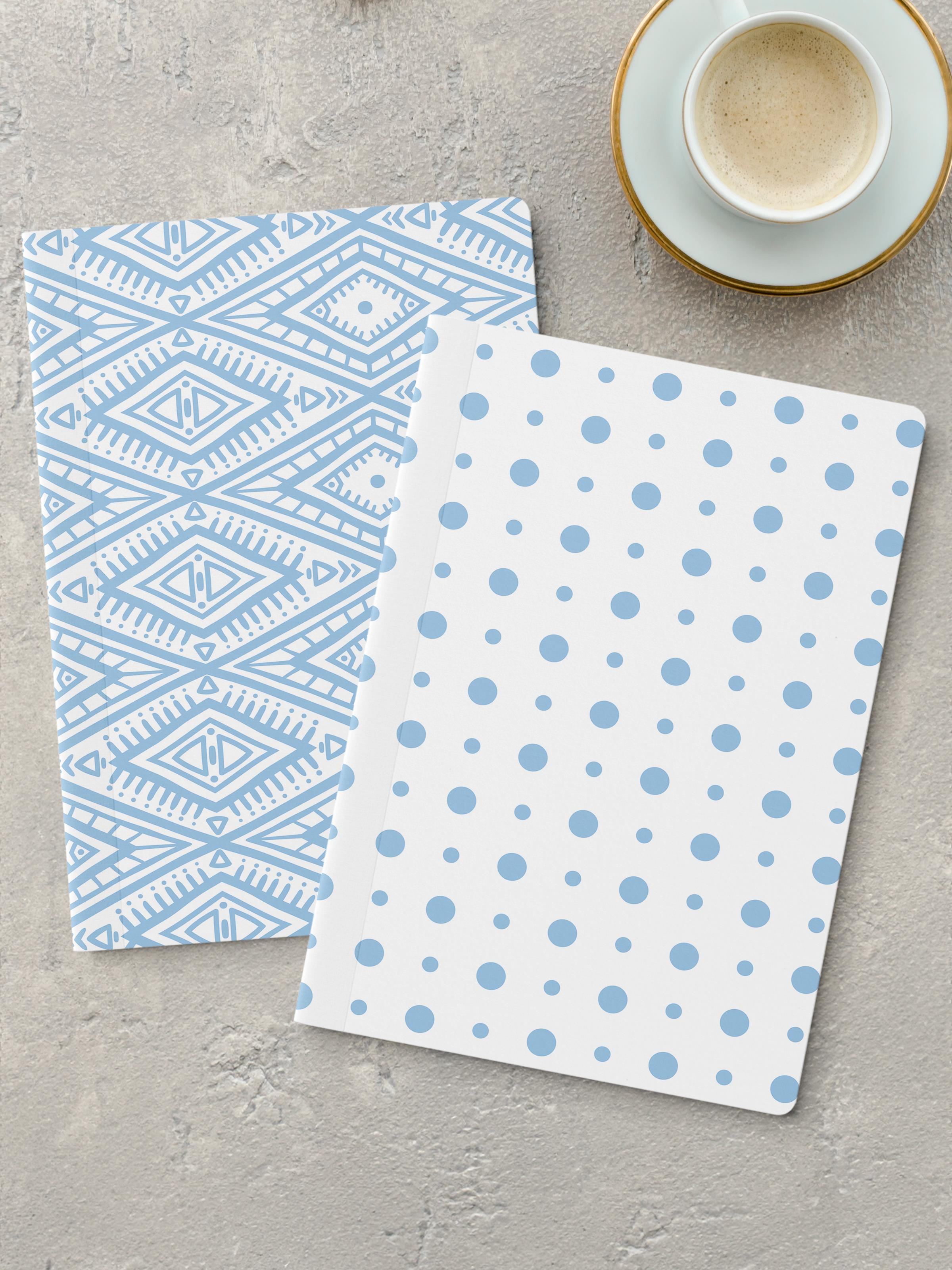 Çizgisiz Defter Seti, 2 Adet Geometrik Desenli Notebook, Not Defteri, Anı Defteri, 64 Sayfa Orta Boy
