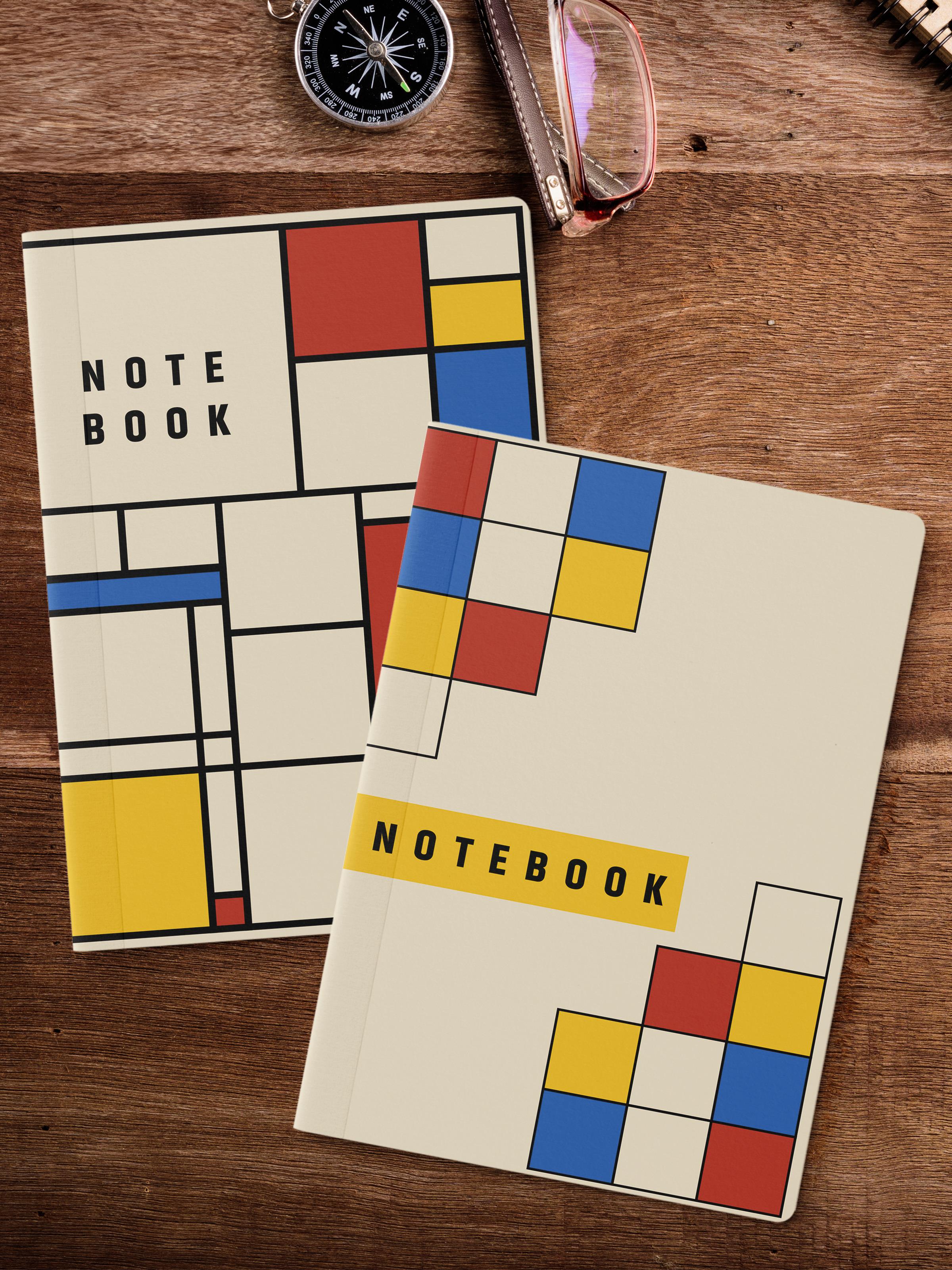 Çizgisiz Defter Seti, 2 Adet Vintage Desenli Notebook, Not Defteri, Anı Defteri, 64 Sayfa Orta Boy