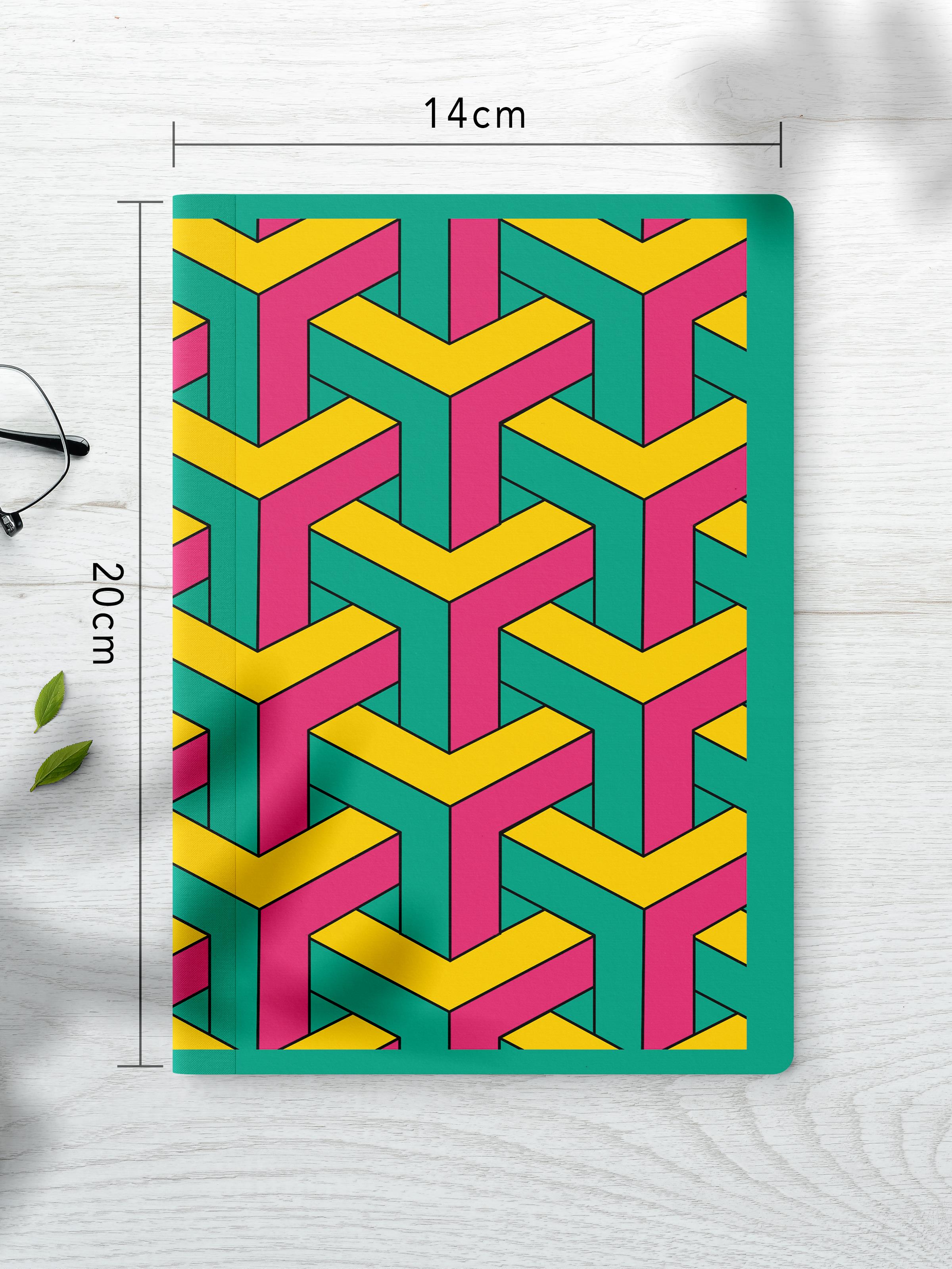 Çizgisiz Defter Seti, 2 Adet Vintage Desenli Notebook, Not Defteri, Anı Defteri, 64 Sayfa Orta Boy