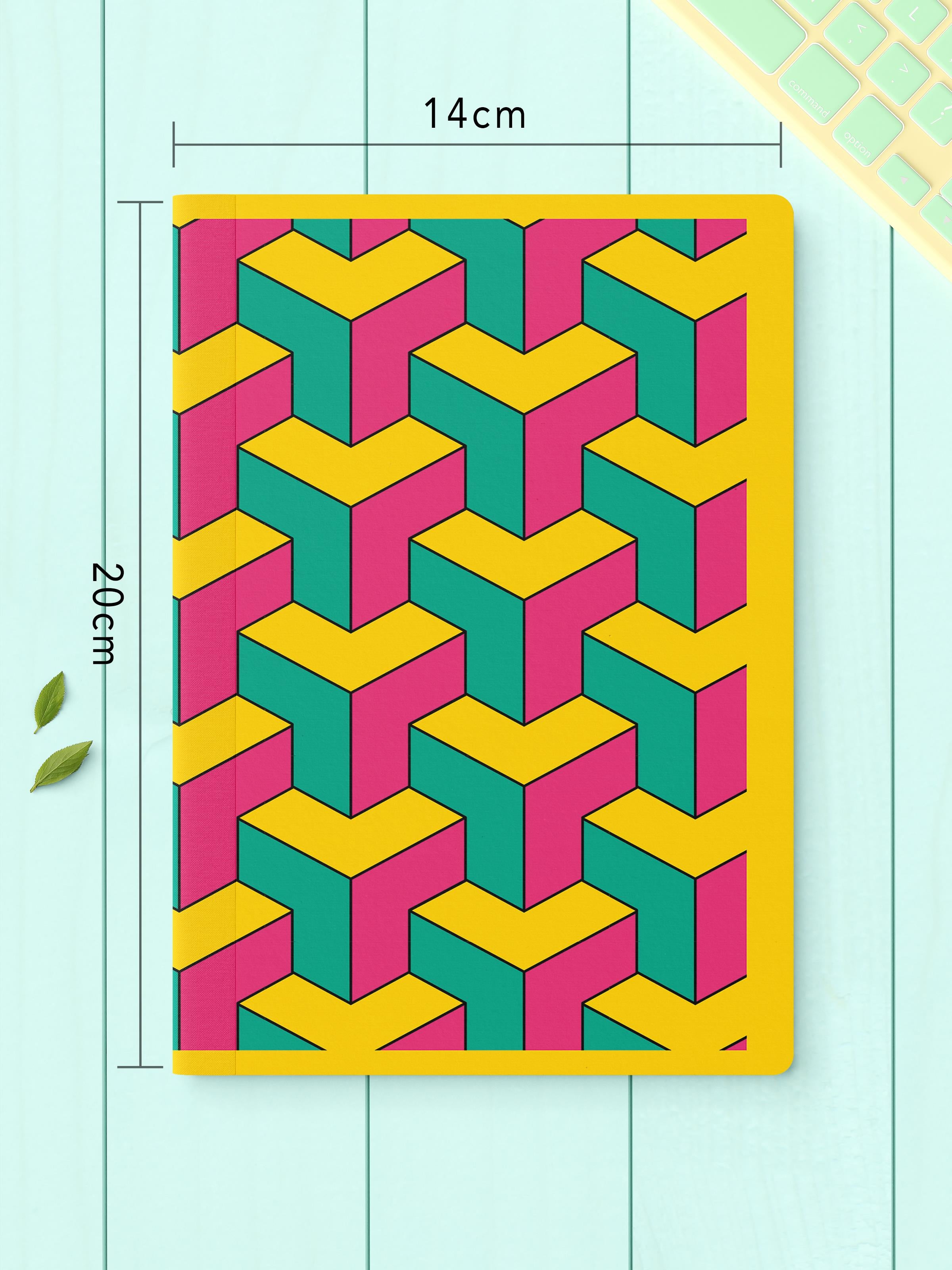 Çizgisiz Defter Seti, 2 Adet Vintage Desenli Notebook, Not Defteri, Anı Defteri, 64 Sayfa Orta Boy