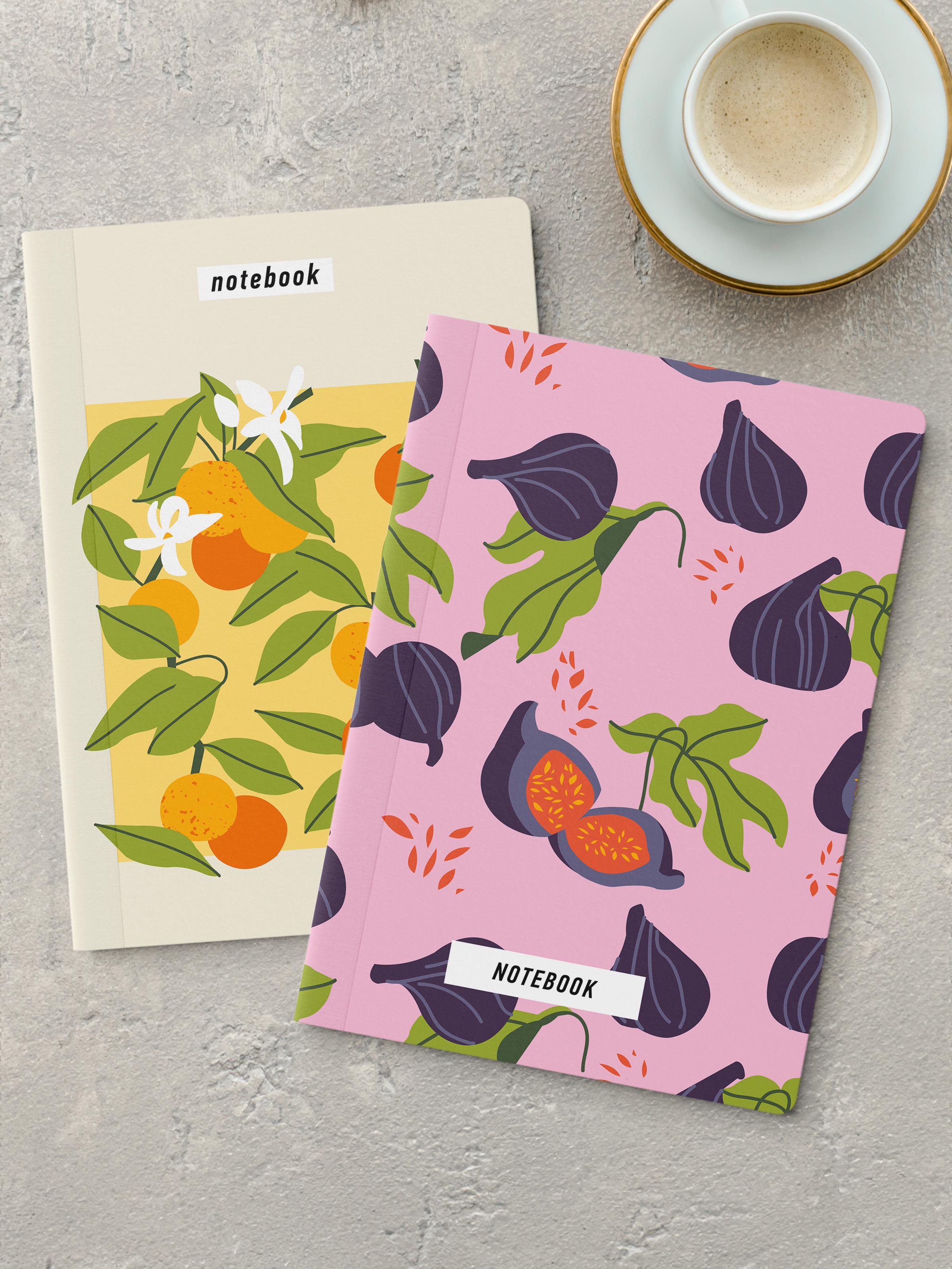 Çizgisiz Defter Seti, 2 Adet Vintage Desenli Notebook, Not Defteri, Anı Defteri, 64 Sayfa Orta Boy