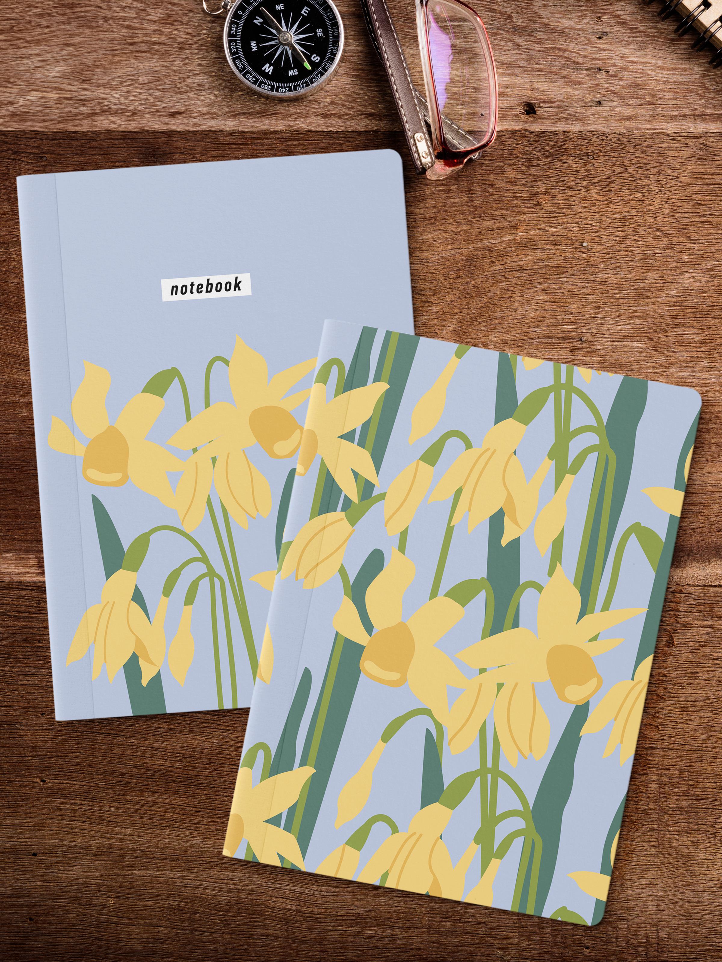 Çizgisiz Defter Seti, 2 Adet Vintage Desenli Notebook, Not Defteri, Anı Defteri, 64 Sayfa Orta Boy