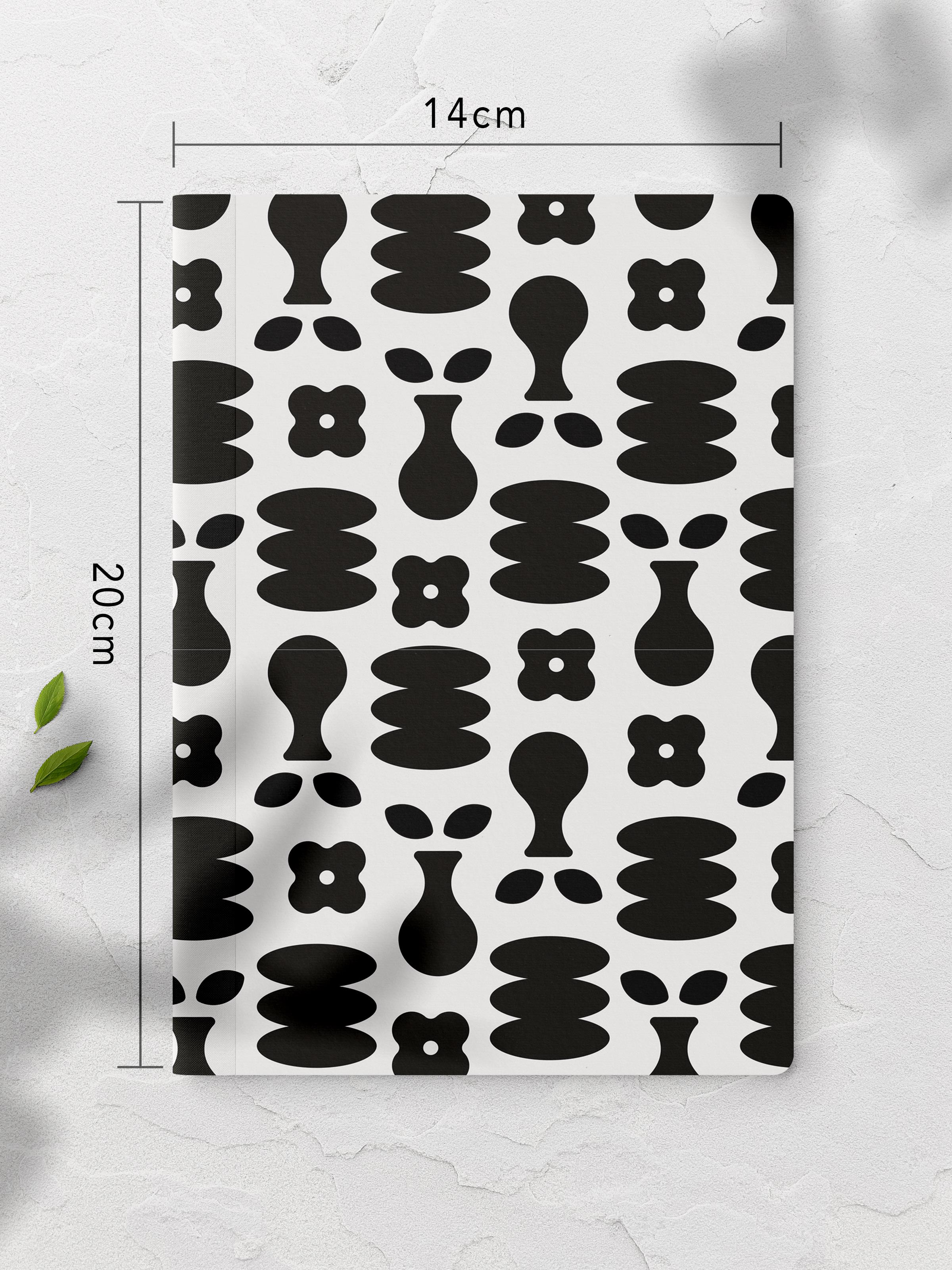 Çizgisiz Defter, Siyah ve Desenli Notebook, Not Defteri, Akıl ve Anı Defteri, 64 Sayfa, 14*21cm
