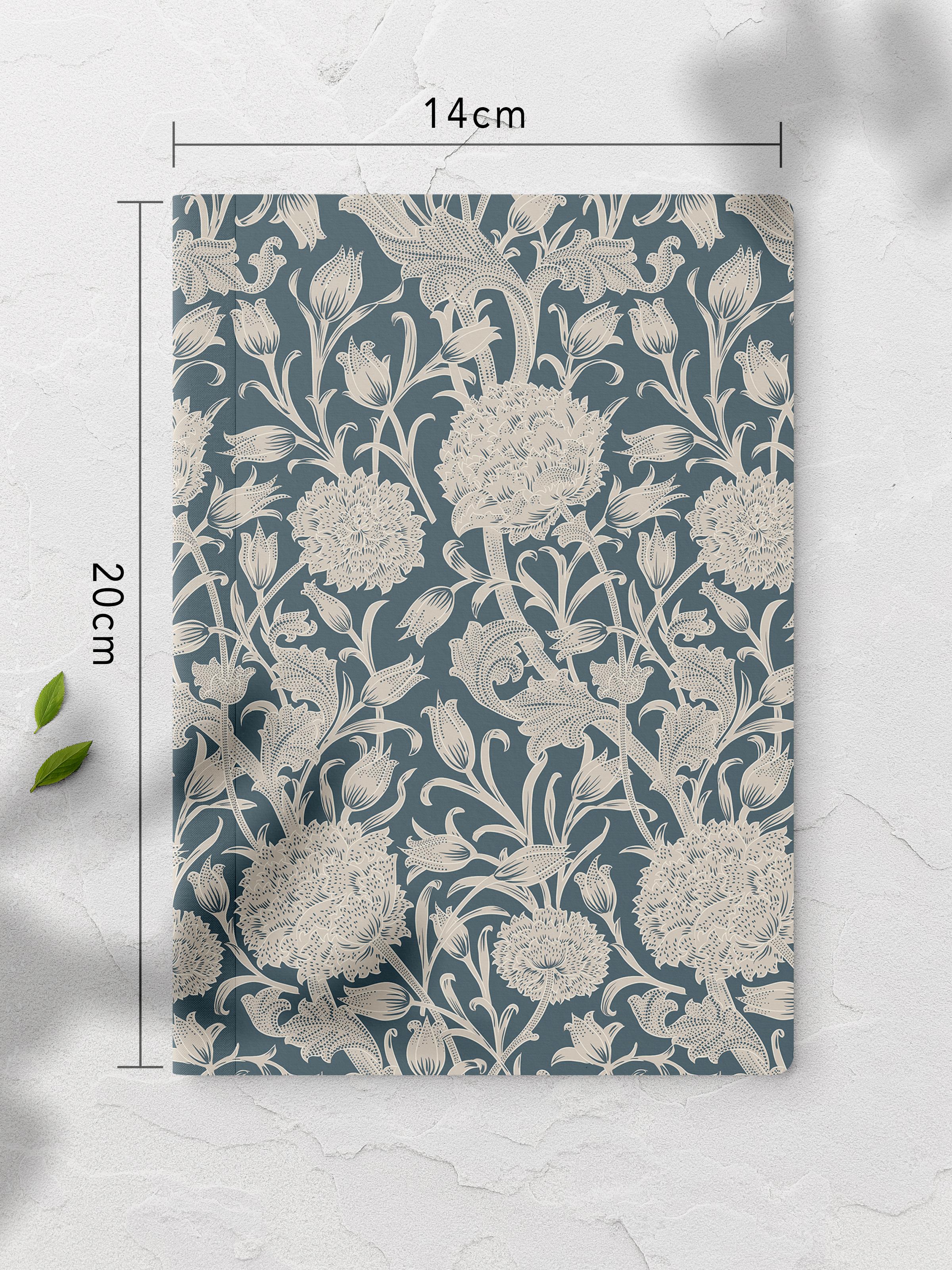 Çizgisiz Defter, Vintage Çiçek Desenli Notebook, Not Defteri, Akıl ve Anı Defteri, 64 Sayfa, 14*21cm