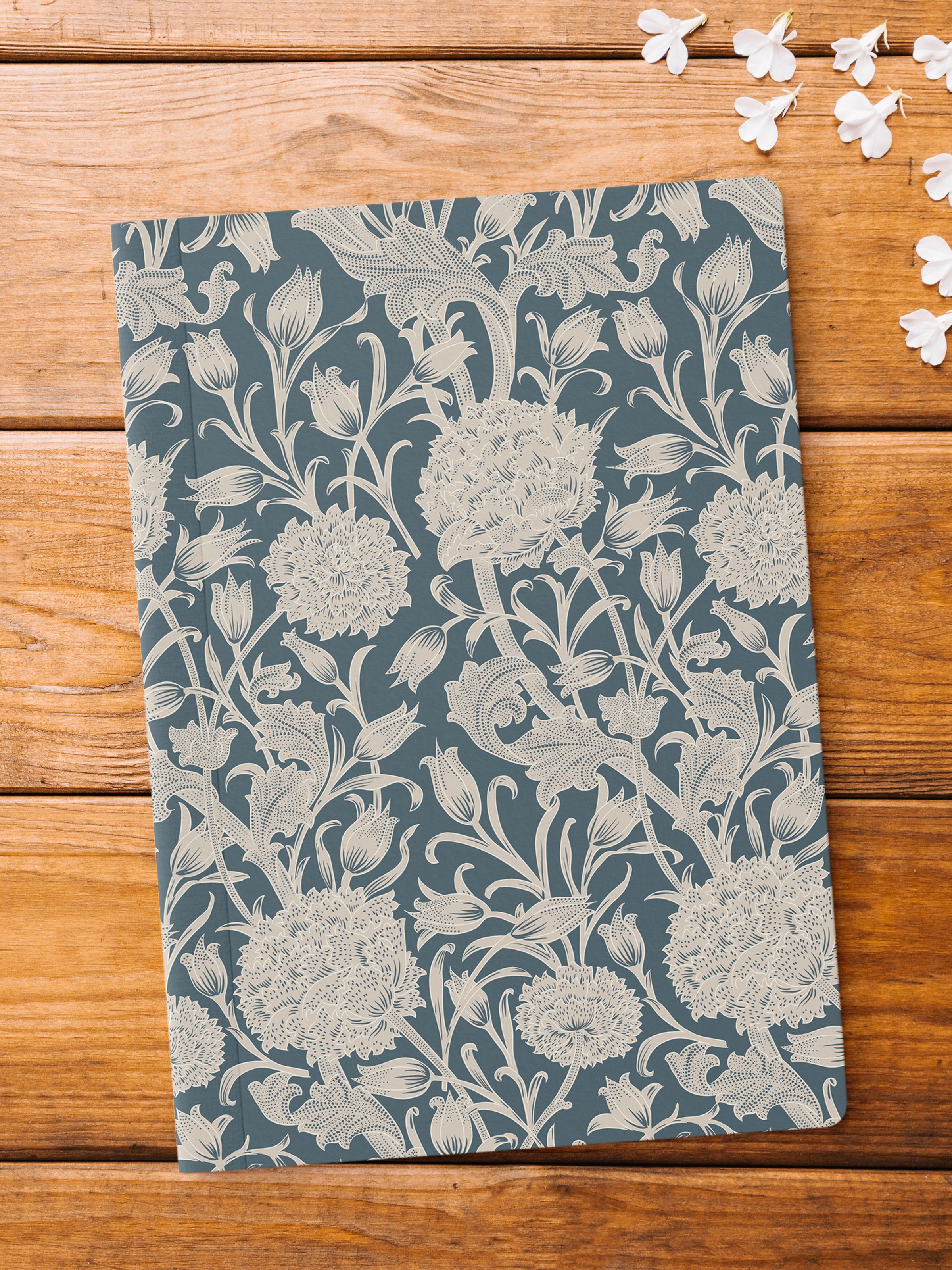 Çizgisiz Defter, Vintage Çiçek Desenli Notebook, Not Defteri, Akıl ve Anı Defteri, 64 Sayfa, 14*21cm