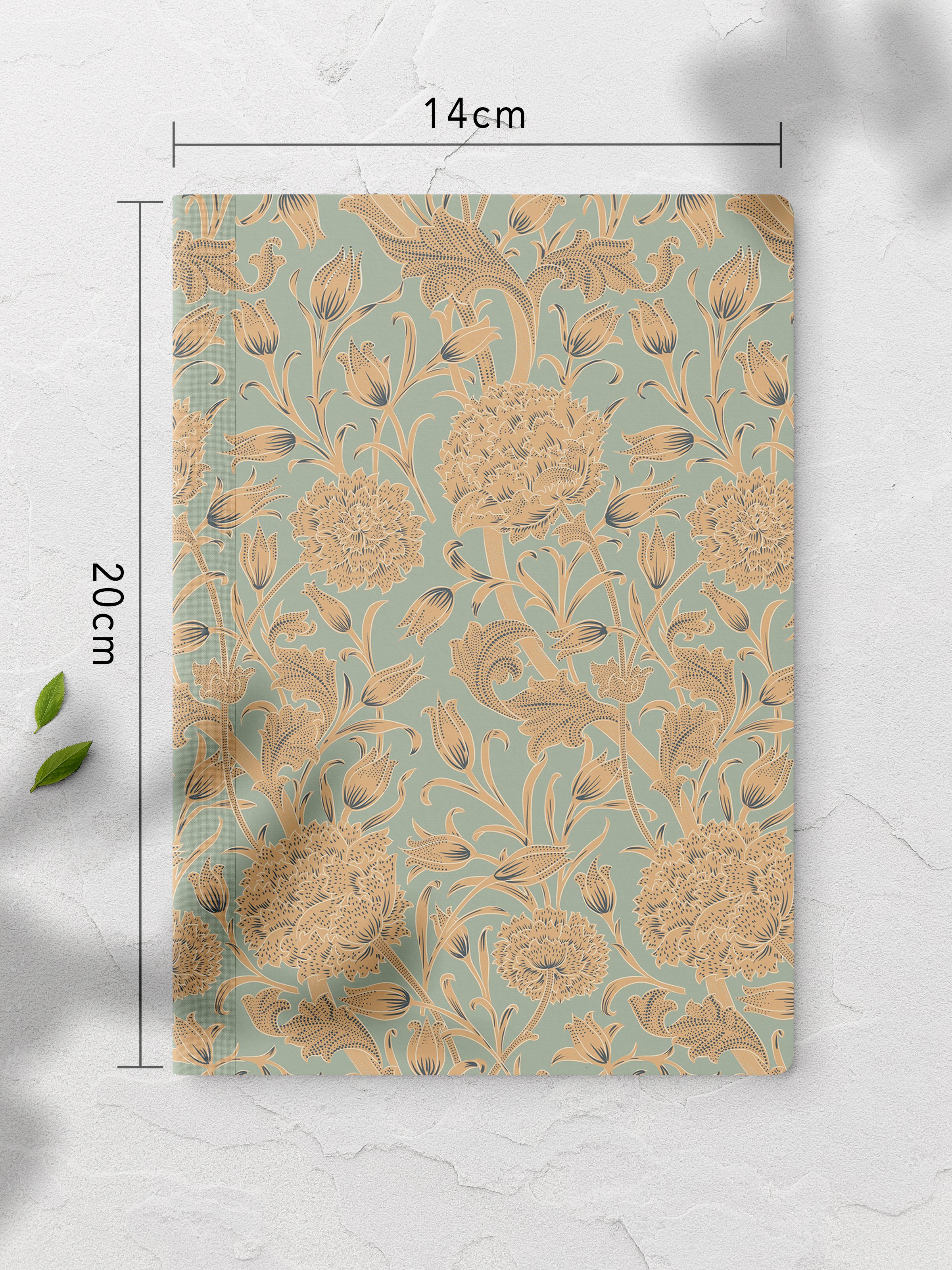 Çizgisiz Defter, Vintage Çiçek Desenli Notebook, Not Defteri, Akıl ve Anı Defteri, 64 Sayfa, 14*21cm