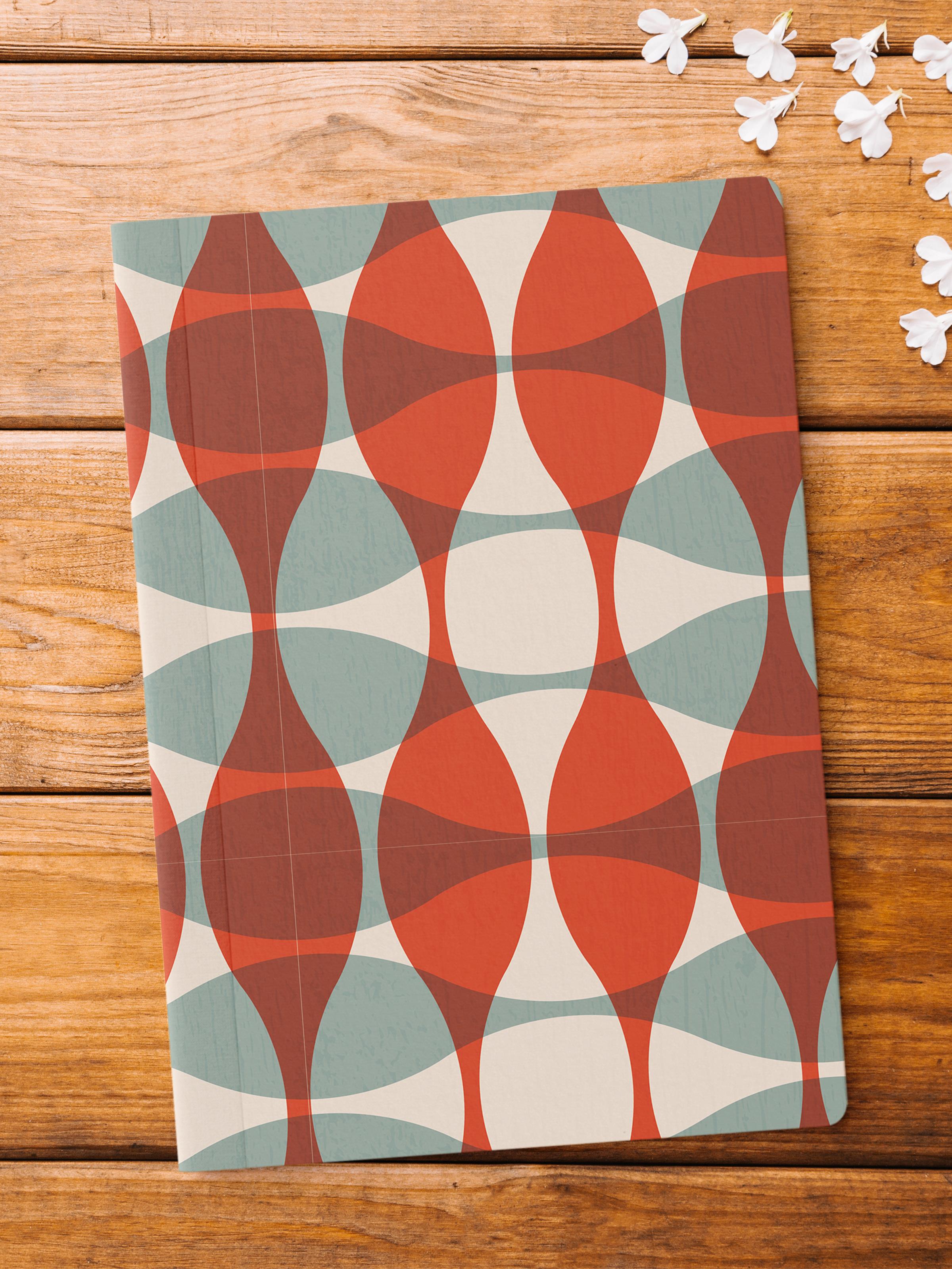 Çizgisiz Defter, Vintage Desenli Notebook, Not Defteri, Akıl ve Anı Defteri, 64 Sayfa, 14*21cm