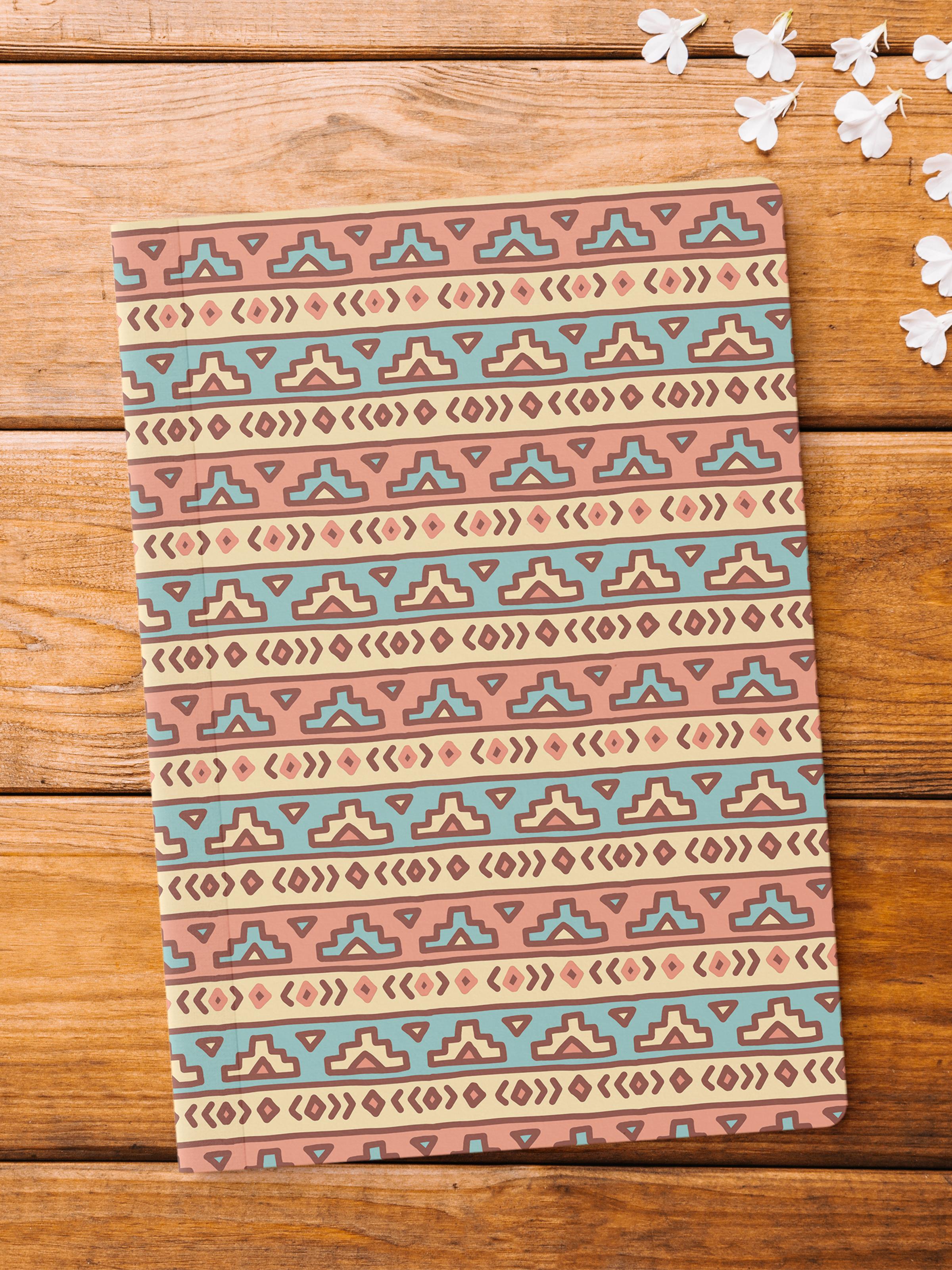 Çizgisiz Defter, Vintage Desenli Notebook, Not Defteri, Akıl ve Anı Defteri, 64 Sayfa, 14*21cm