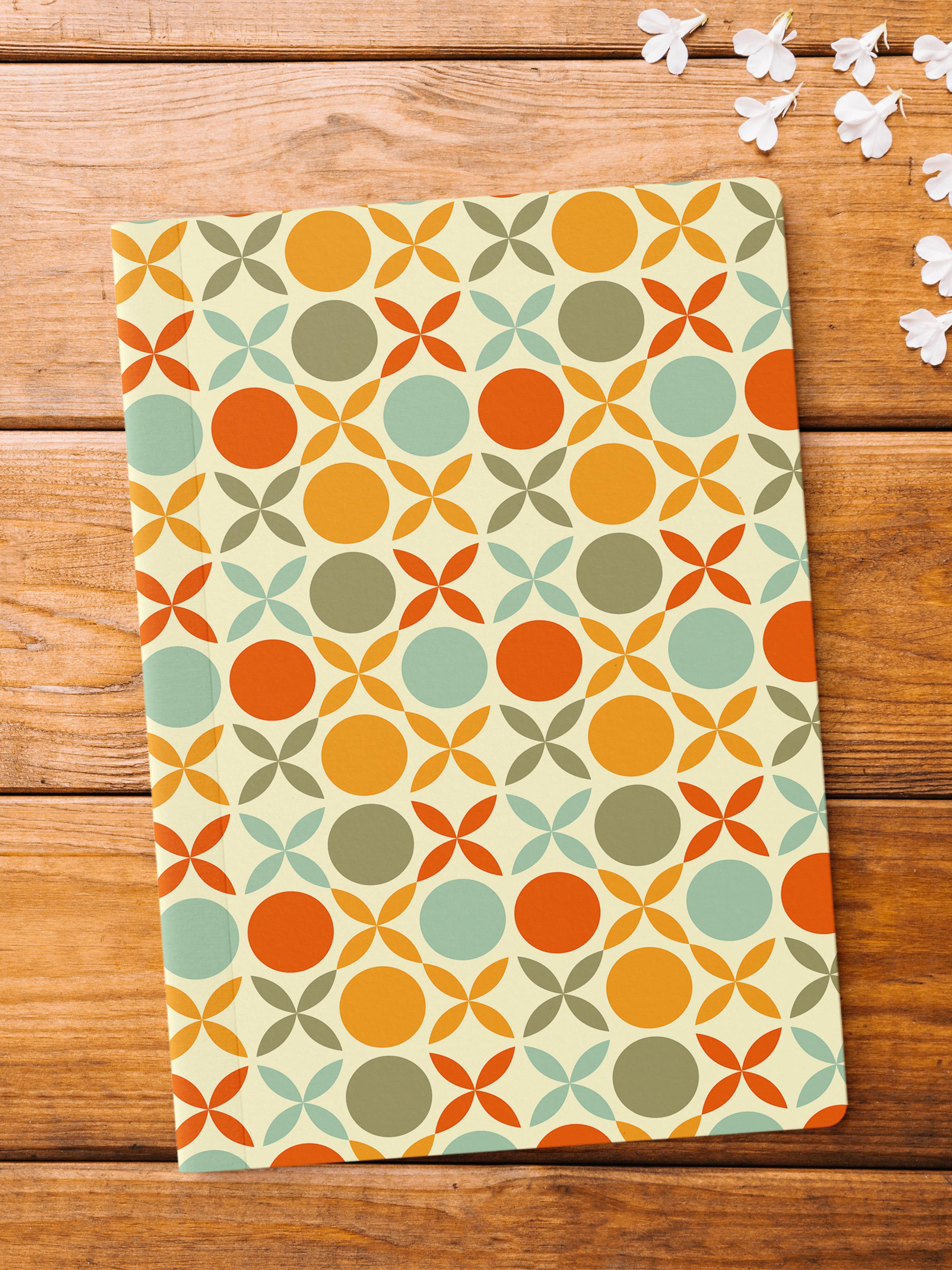 Çizgisiz Defter, Vintage Desenli Notebook, Not Defteri, Akıl ve Anı Defteri, 64 Sayfa, 14*21cm