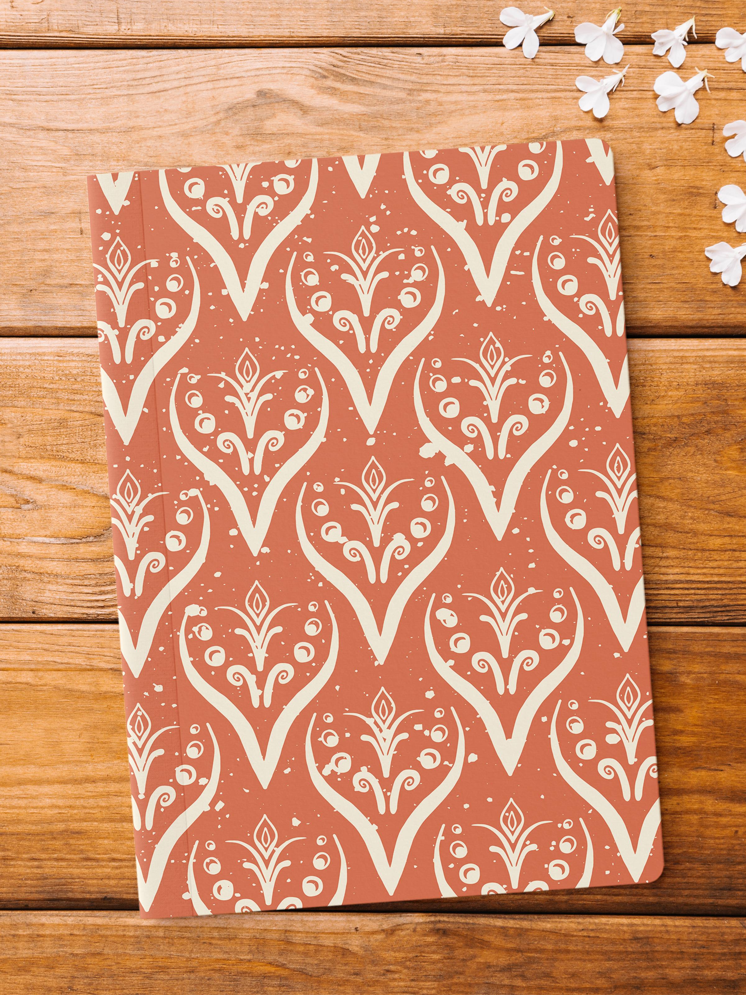 Çizgisiz Defter, Vintage Desenli Notebook, Not Defteri, Akıl ve Anı Defteri, 64 Sayfa, 14*21cm