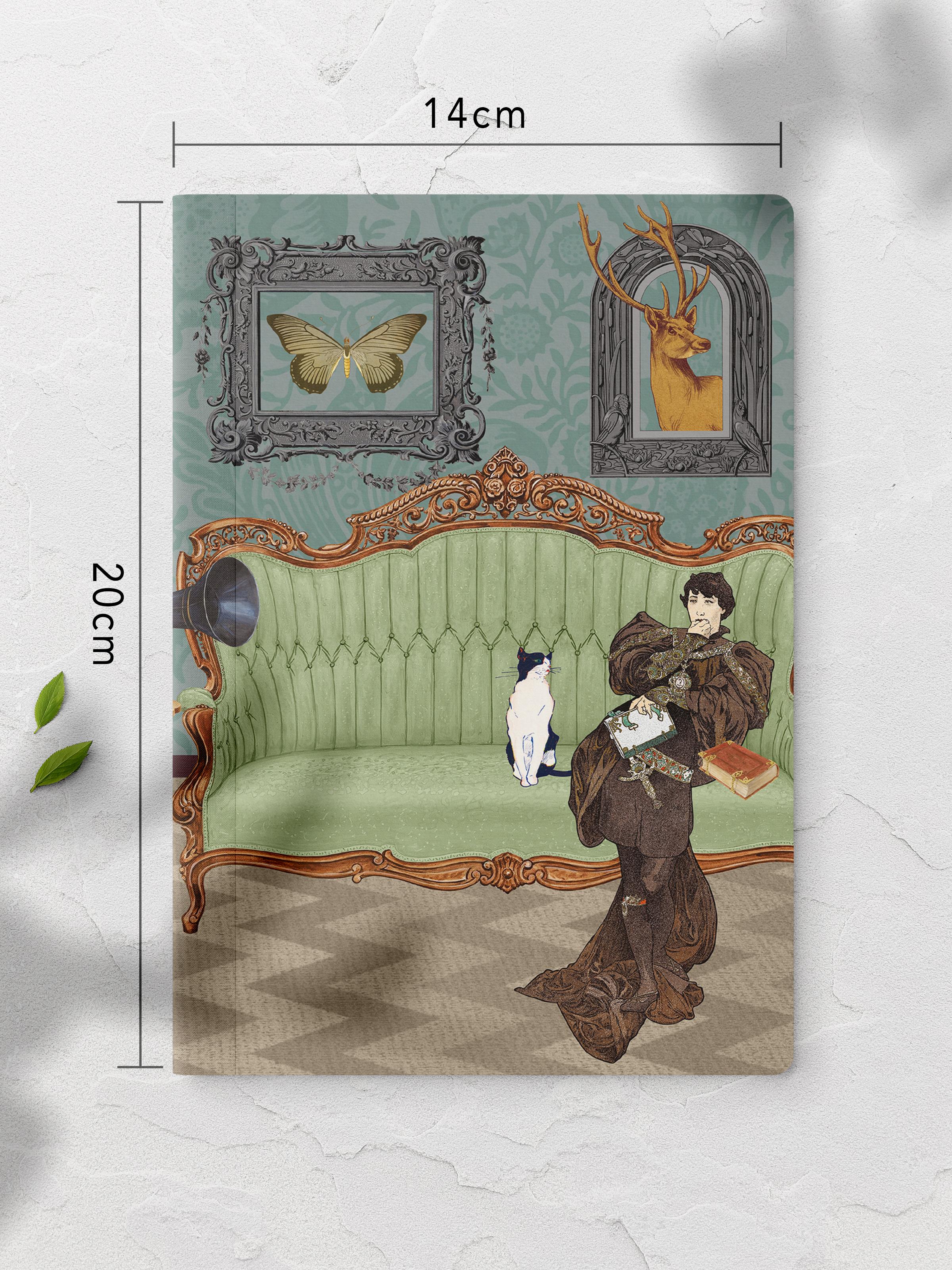 Çizgisiz Defter, Vintage Retro Temalı Notebook, Not Defteri, Vintage Defter, 64 Sayfa 14*21cm